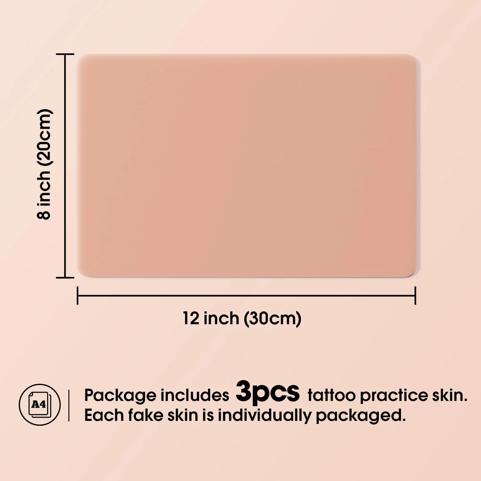 EZ Tatuaż 3 mm skóra syntetyczna - 3 szt. (20 cm x 30 cm) miękki silikon A4 sztuczna skóra tatuaż materiały do tatuażu Inkster Tattoo (różowy)