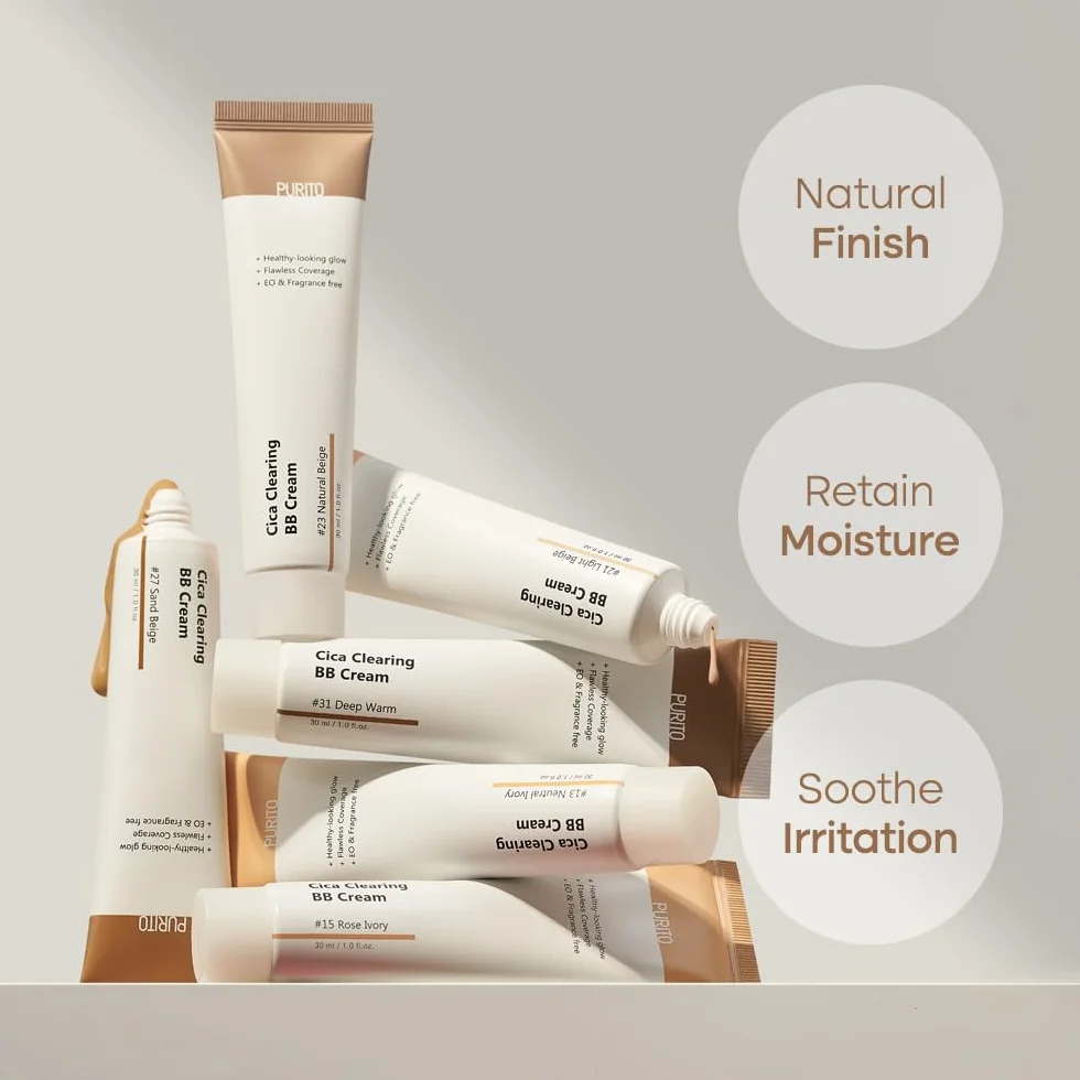 PURITO Cica Clearing BB Cream #15 Rose Ivory 1 fl.oz / 30ml, wegański krem bb, podkład, bez okrucieństwa