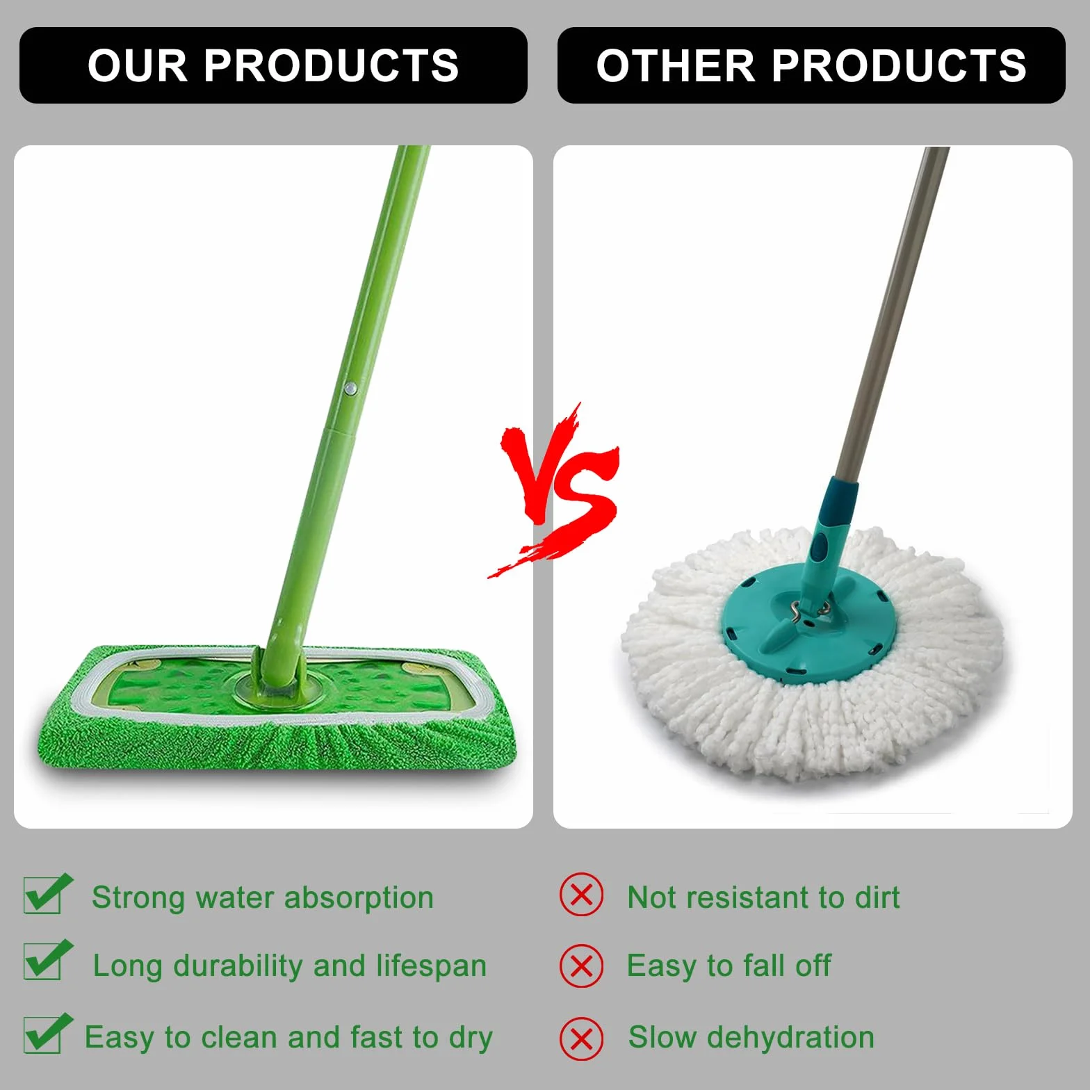 Ściereczki wielokrotnego użytku do mopa Swiffer Sweeper, wilgotne i suche, o dużej absorpcji, pokrowiec zastępczy do mopa