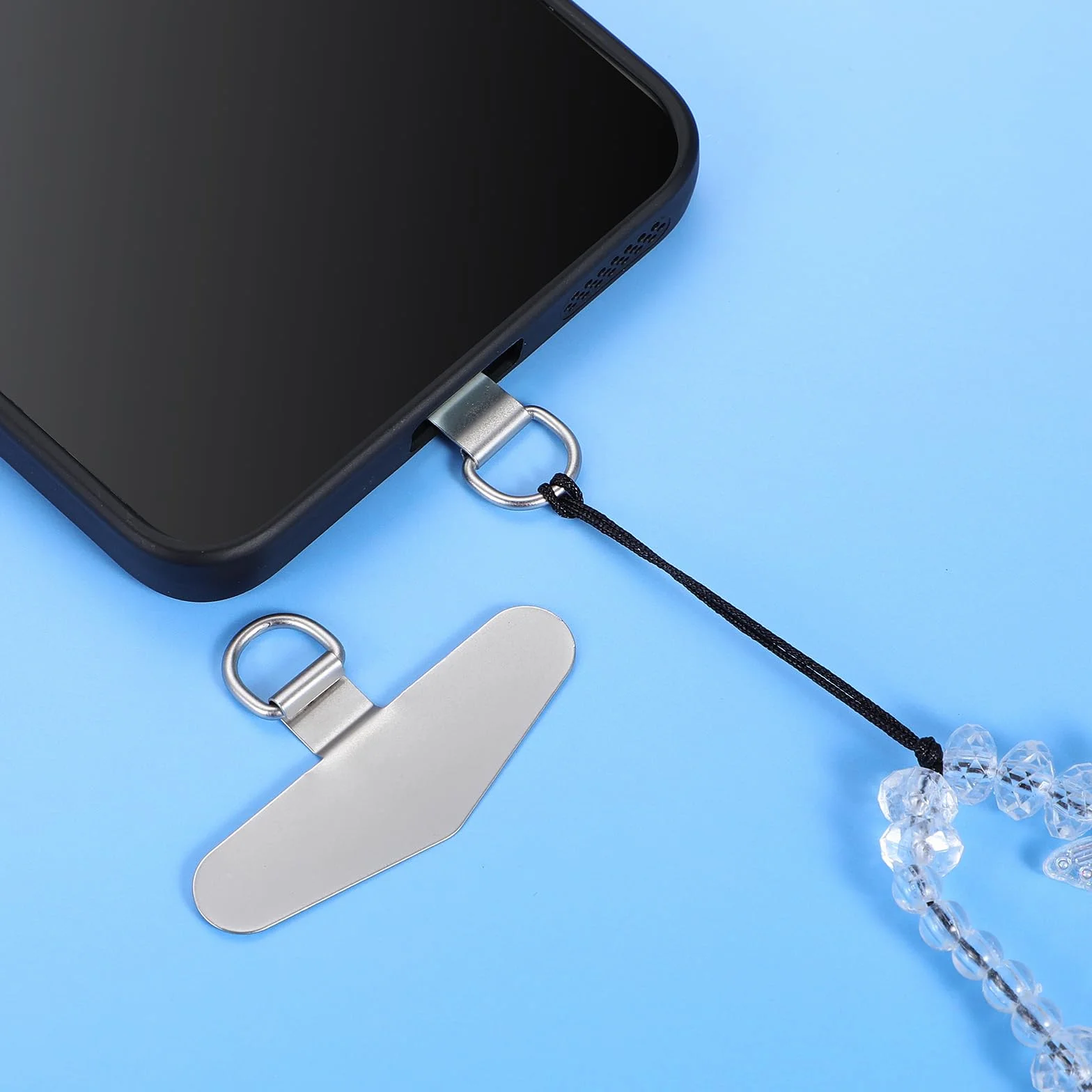 Bremorou 4 szt. stal szlachetna zawieszka na telefon komórkowy uniwersalny łańcuszek na telefon komórkowy uchwyt smycz adapter pady pasek na telefon komórkowy pasek do większości smartfonów, Metal