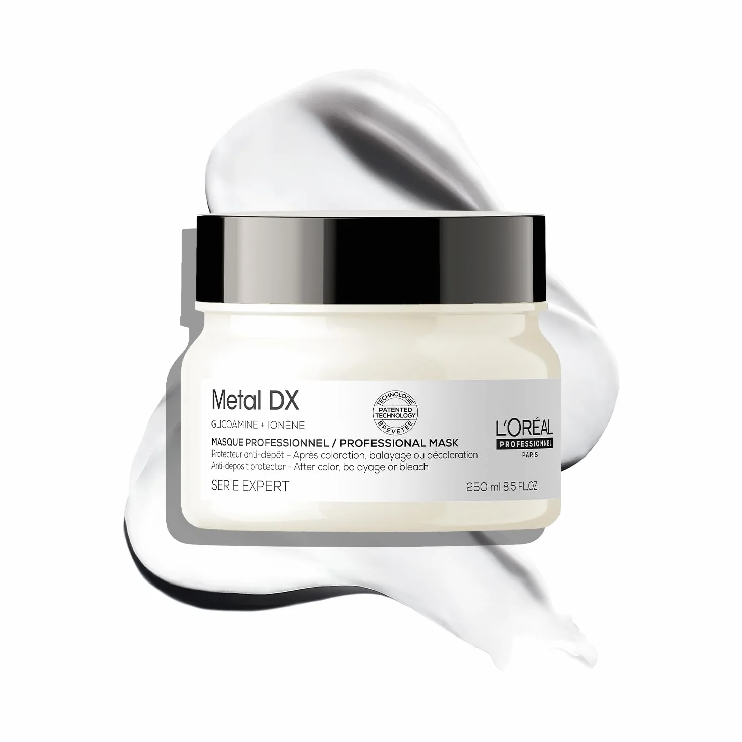 L'Oréal Professionnel Maska do włosów farbowanych i zniszczonych, długo utrzymujące się kolory i połysk, seria Expert, maska Metal DX, 250 ml