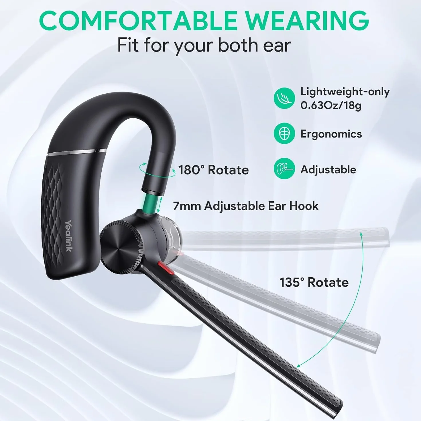 Yealink BH71-PRO écouteur/casque Sans fil Ecouteurs Bureau/Centre d'appels Bluetooth Czarny