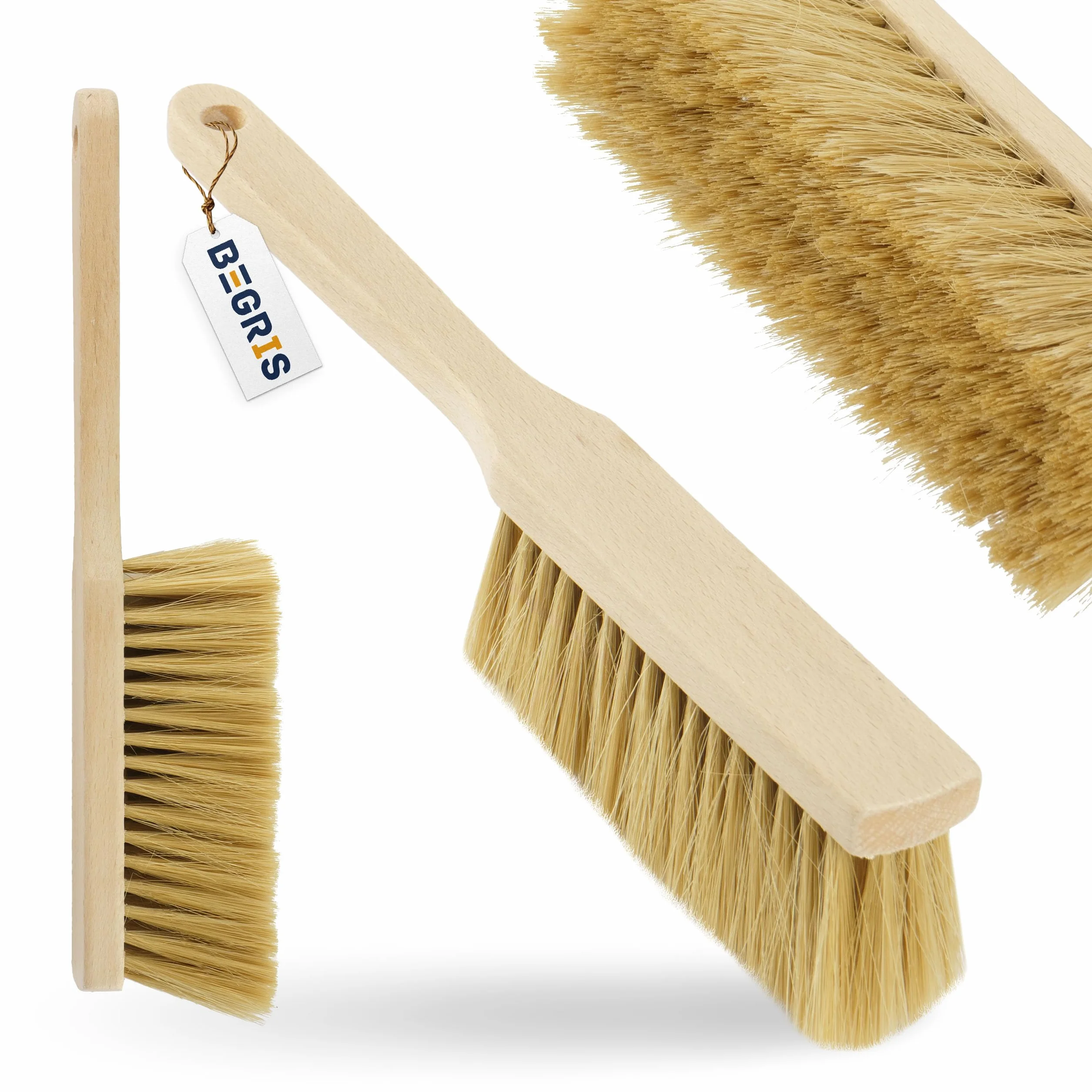 Zmiotka z Naturalnego Włosia EKO Miotełka z Rączką 30,5 x 7 x 4 cm Zamiatacz Szczotka do Domu, Biura, Magazynu Drewniana Miotła do do Ręki Nie rysuje Powierzchni