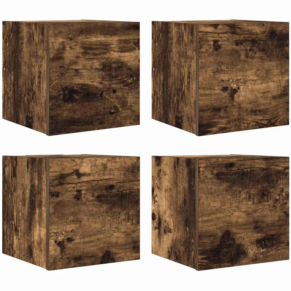 vidaXL Wiszące szafki TV, 4 szt., przydymiony dąb, 30,5x30x30 cm