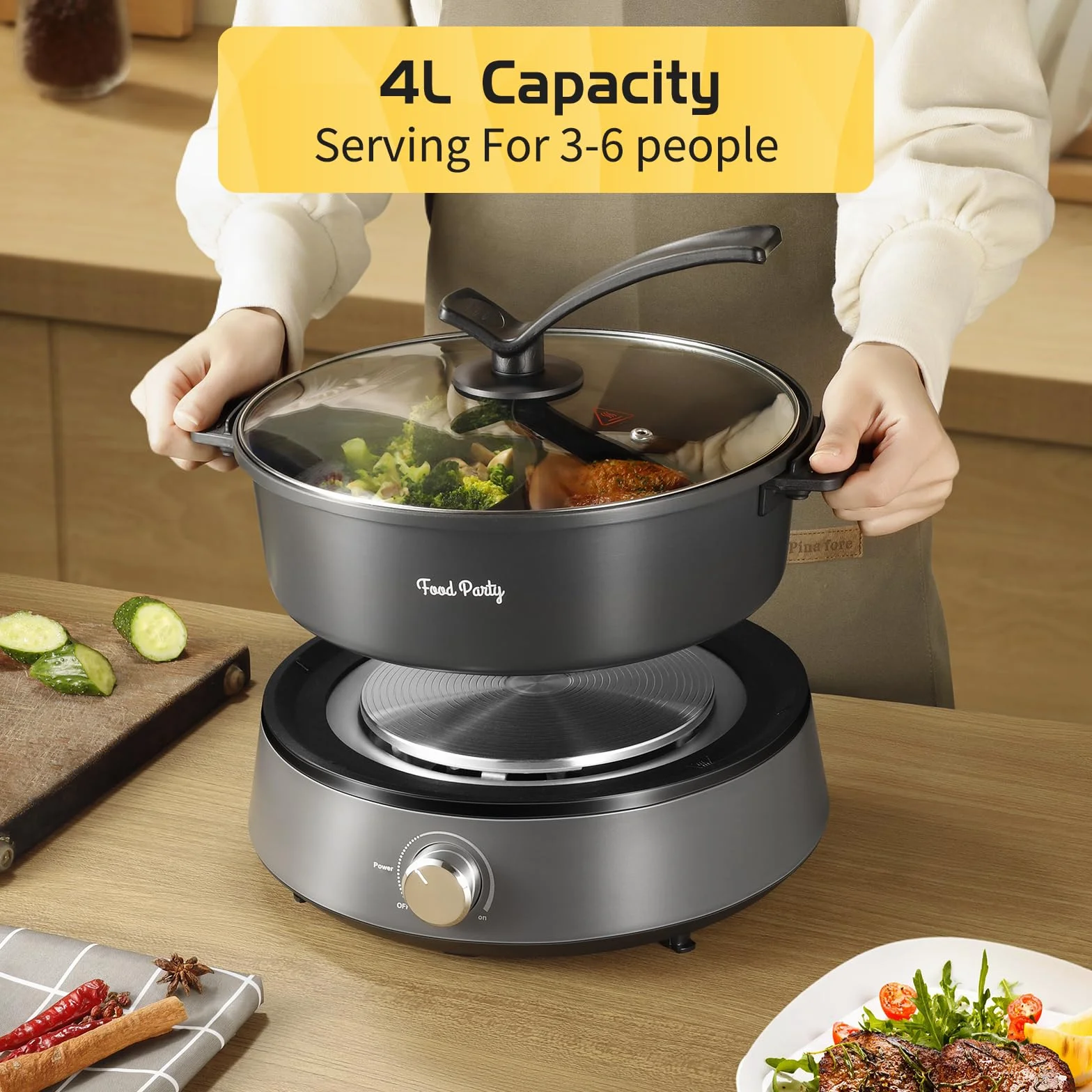 Elektryczny garnek do hot pot 4 l 1350 W 220 V dzielony dwustronny