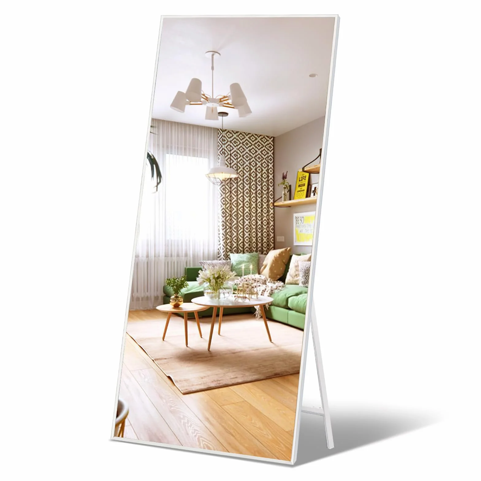 Białe duże lustro do zawieszenia na ścianie 165 x 60 cm pełnej długości