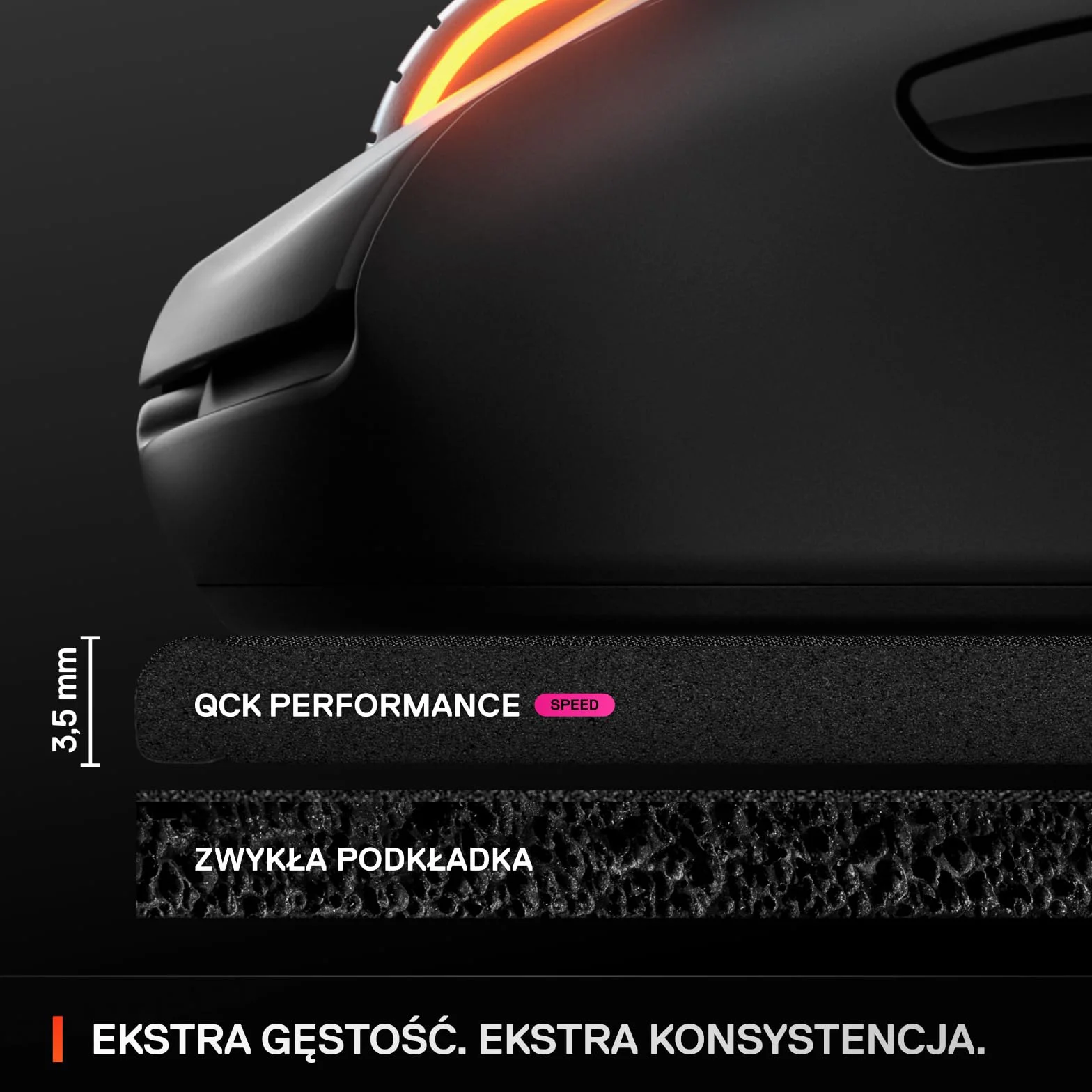SteelSeries, podkładka QcK XL Performance Speed - Dodatkowa gęstość dająca poślizg - Niskoprofilowe przeszycia krawędzi - Antypoślizgowa podstawa z neoprenu - Rozm. 900 x 400 mm - FPS, MOBA, RTS, MMO