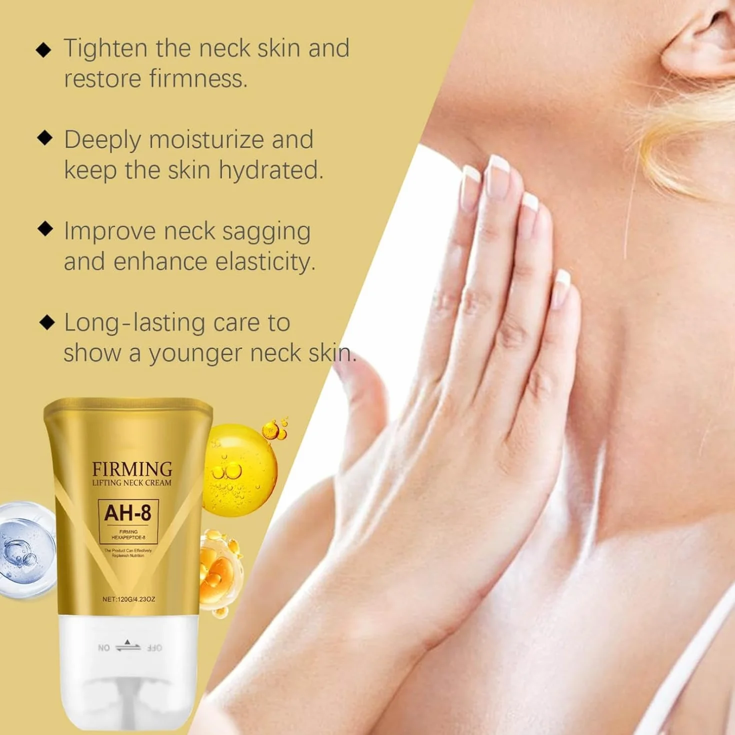 AH-8 Firming Neck Cream for Crepey Skin Body Care Comfort, Neck Firming Cream Contains Hexapeptide, Reduce Wrinkles Fine Lines, Firm and Lift Sagging Skin (2 PCS)