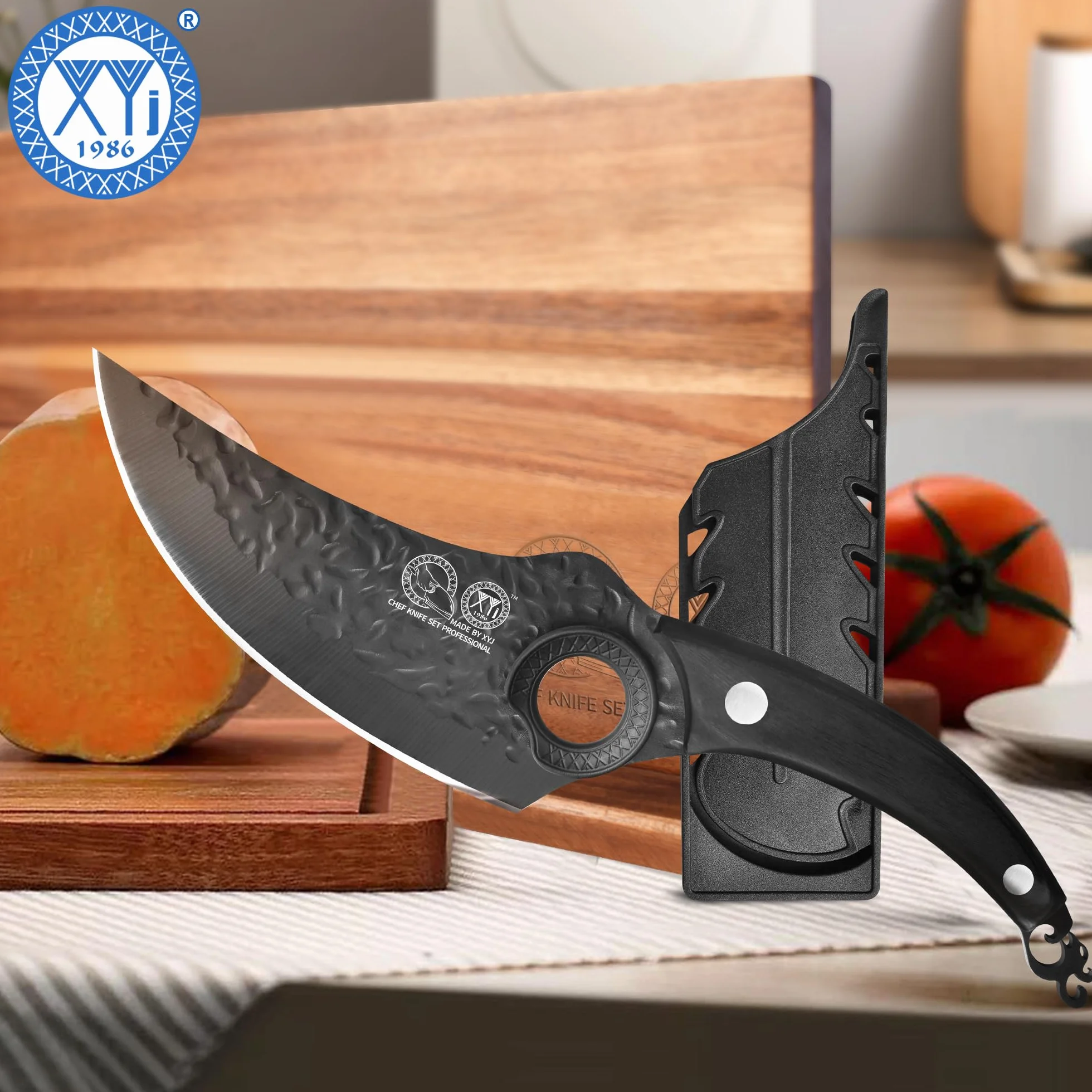Forged Boning Knife 6 Inch, High Carbon Steel, Full Tang Wood Handle, Chef Knife with Sheath