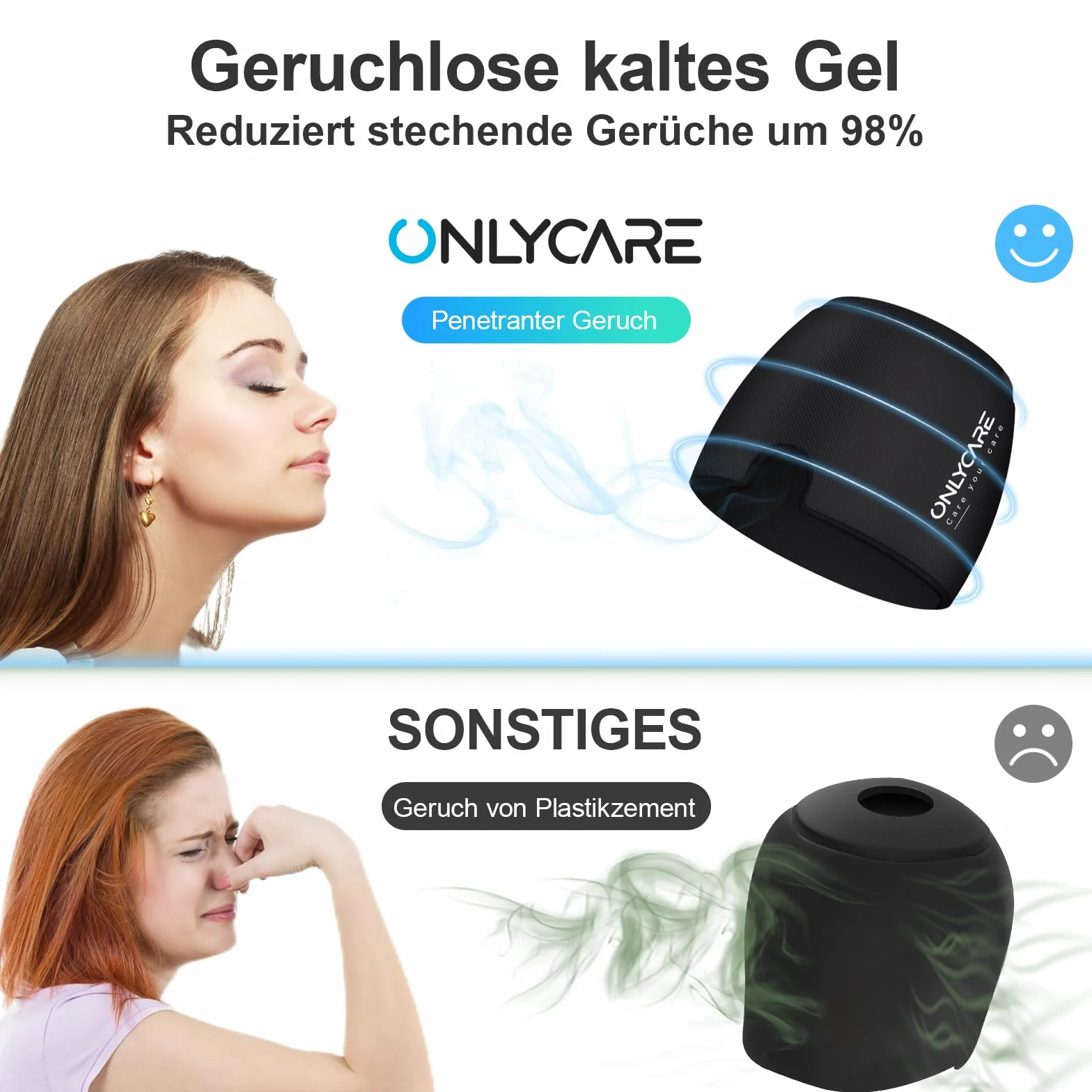 ONLYCARE Maska z daszkiem, czapka chłodząca, żelowa, łagodząca migrenę/bóle głowy