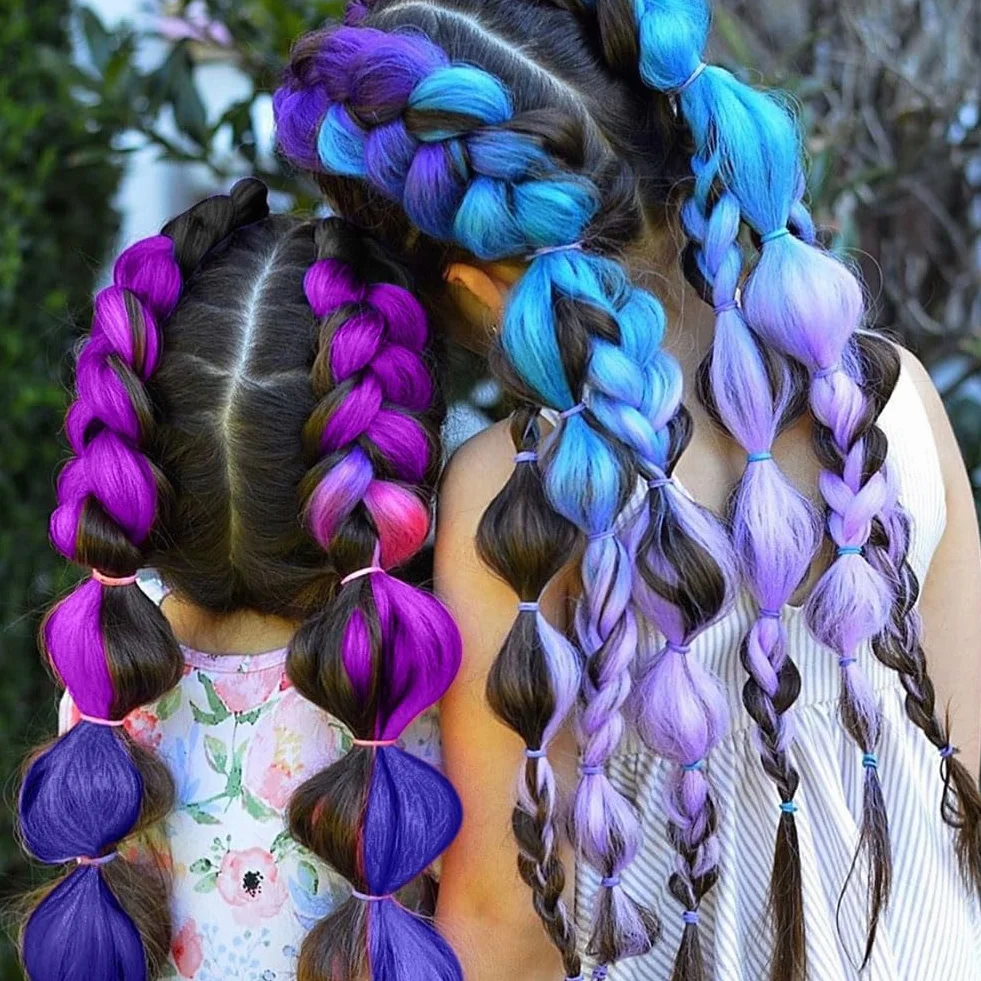 AUYAO Warkocz przedłużenie włosów, 3 szt. Jumbo Braids Meches, przedłużenie włosów z włókna syntetycznego do szydełka, skręcane warkocze (cztery kolory-a)