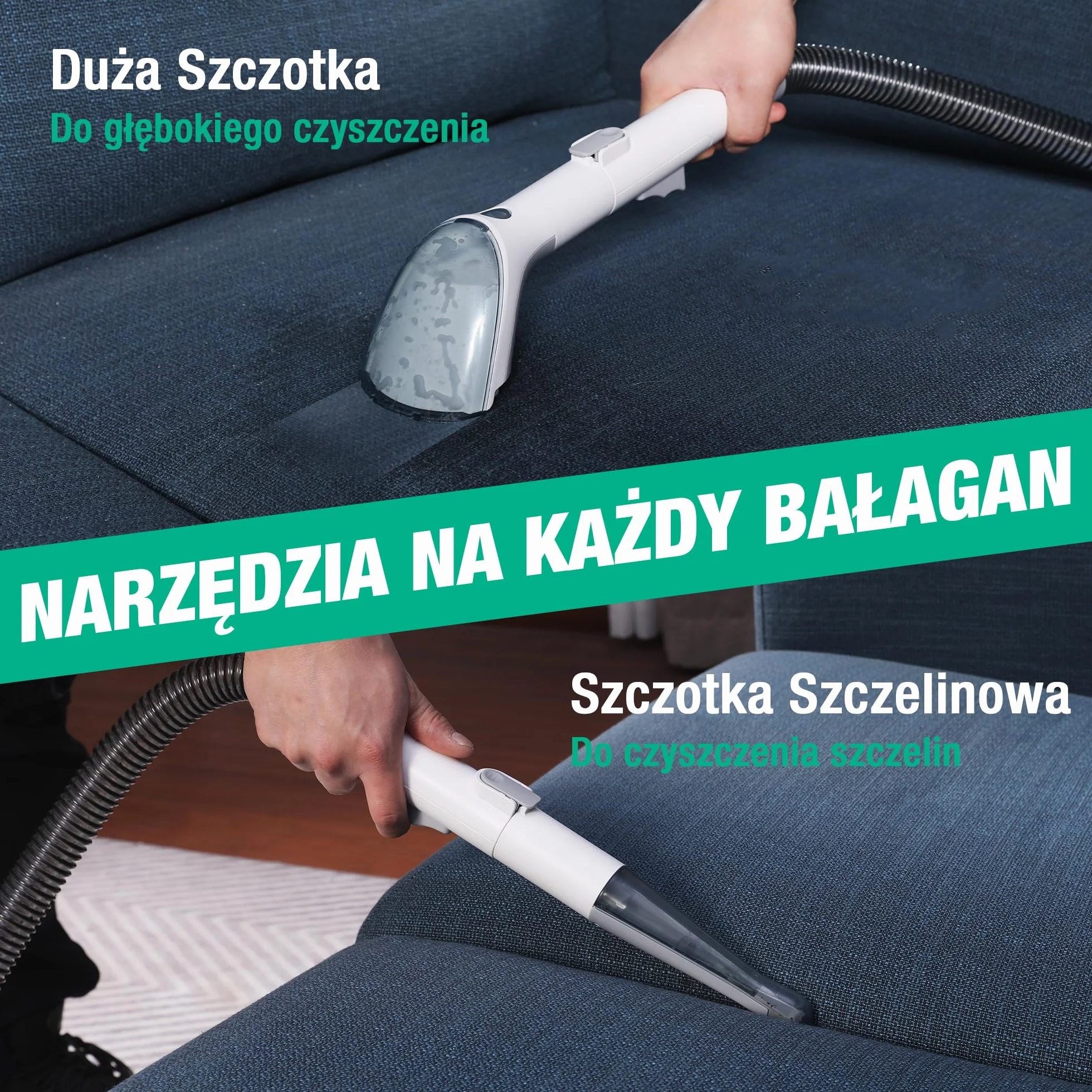 HAUSHOF StainZapper Pro odkurzacz do dywanów, 450 W, 12 kPa, środek do czyszczenia tapicerki, 1,5 + 0,8 l, ze środkiem czyszczącym i szczotką do fug, środek do czyszczenia dywanów, sof, tapicerki