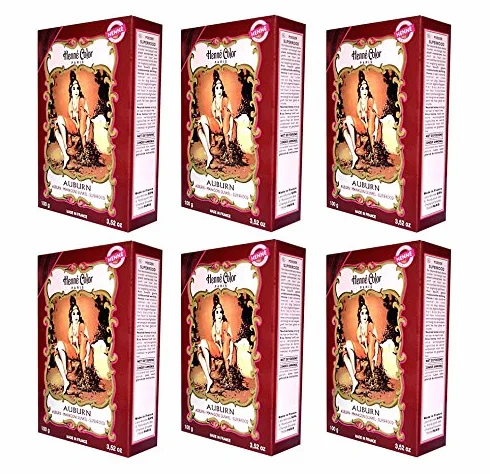 6 x 100 g henna Color naturalna farba do włosów w proszku kolor ekologiczny mahoń ciemny (kasztanowy) -6 sztuk