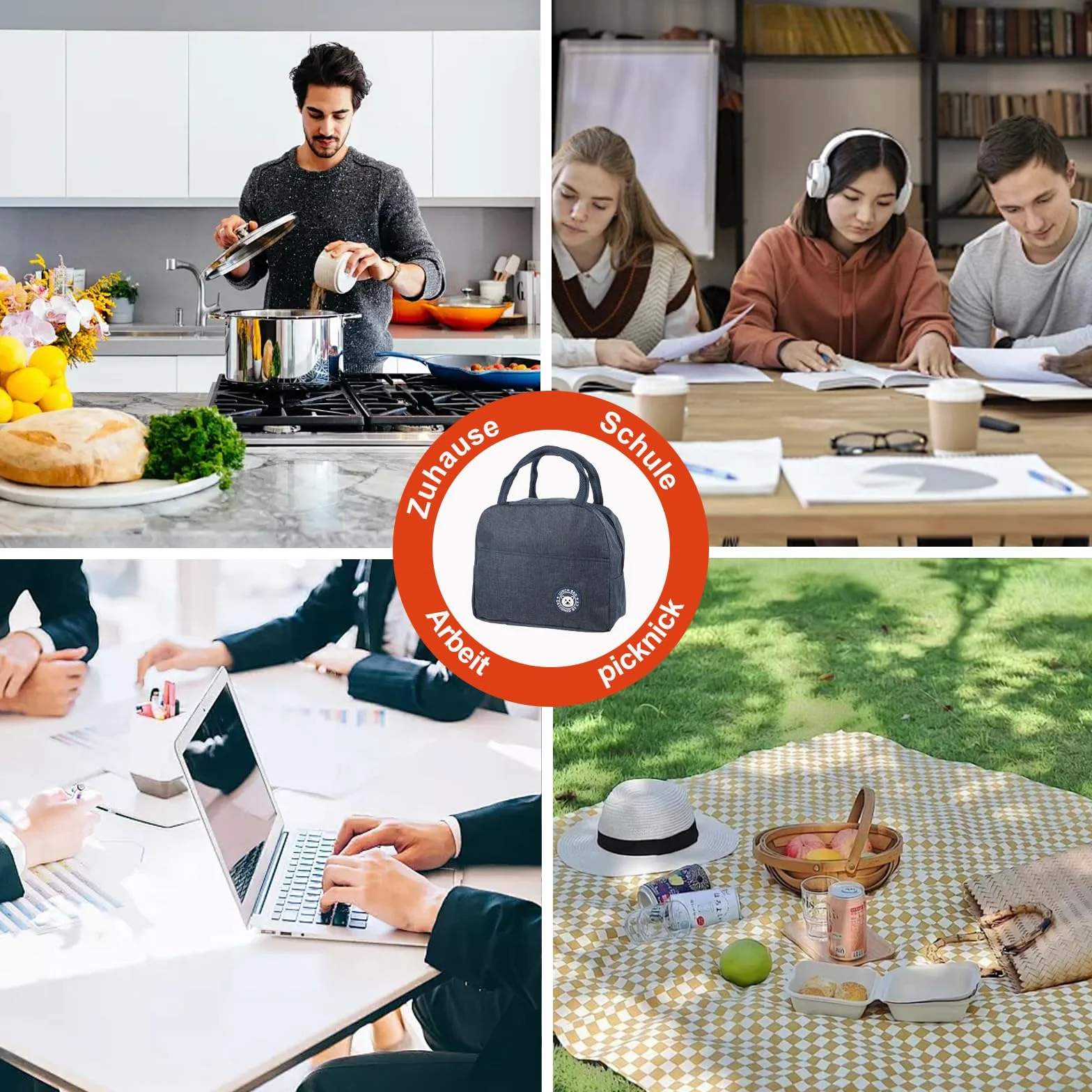 2 sztuki 6-litrowych termoizolacyjnych toreb na lunch, składanych toreb termoizolacyjnych, toreb chłodzących na lunchboxy, przenośnych toreb na lunchboxy do biura i na piknik na świeżym powietrzu