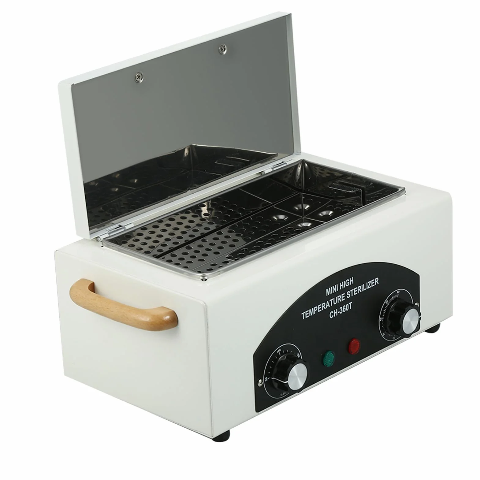 Sterylizator do paznokci, sterylizator do paznokci w temperaturze 200°C, sterylizator w wysokiej temperaturze, 300 W, małe sterylizatory z timerem i regulatorem temperatury, wskaźnik świetlny do