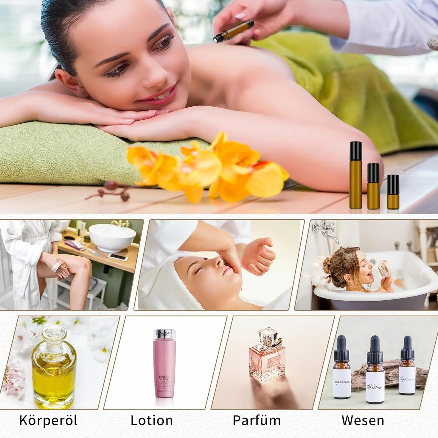 Voarge 10 sztuk 10 ml brązowe butelki na olej, puste butelki na olejki, perfumy, kosmetyki, masaże