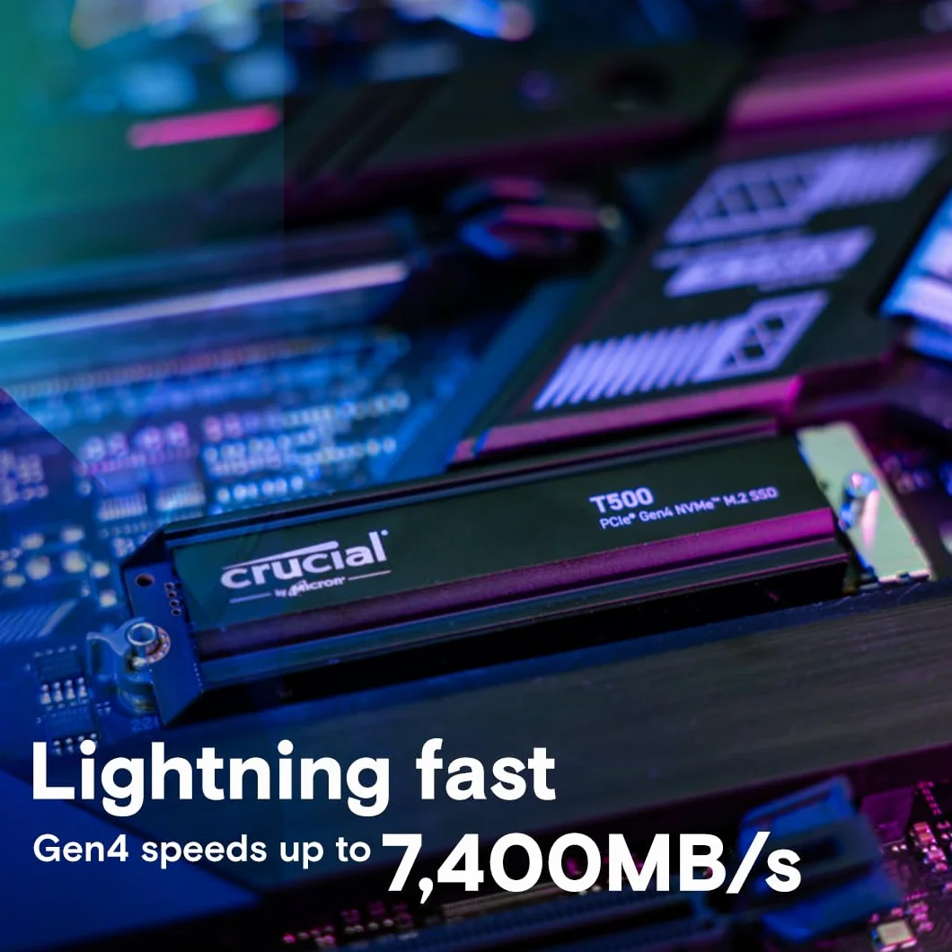 CRUCIAL - CT2000T500SSD5 - SSD interno - 2TB - M.2 - DISSIPATORE DI CALORE