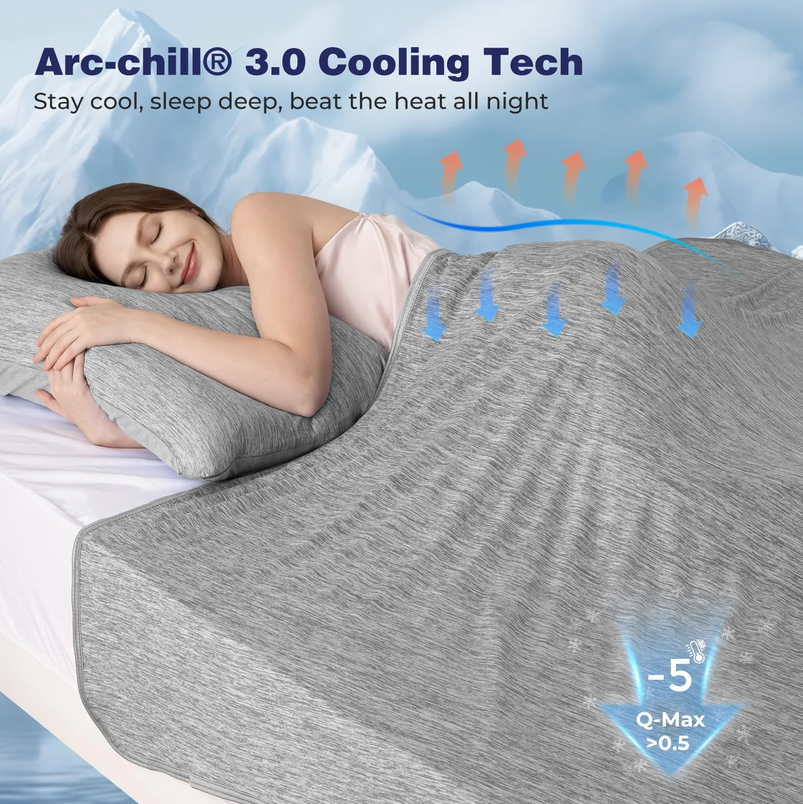 Luxear Chłodzący Koc Arc-Chill 200x220 cm Szary