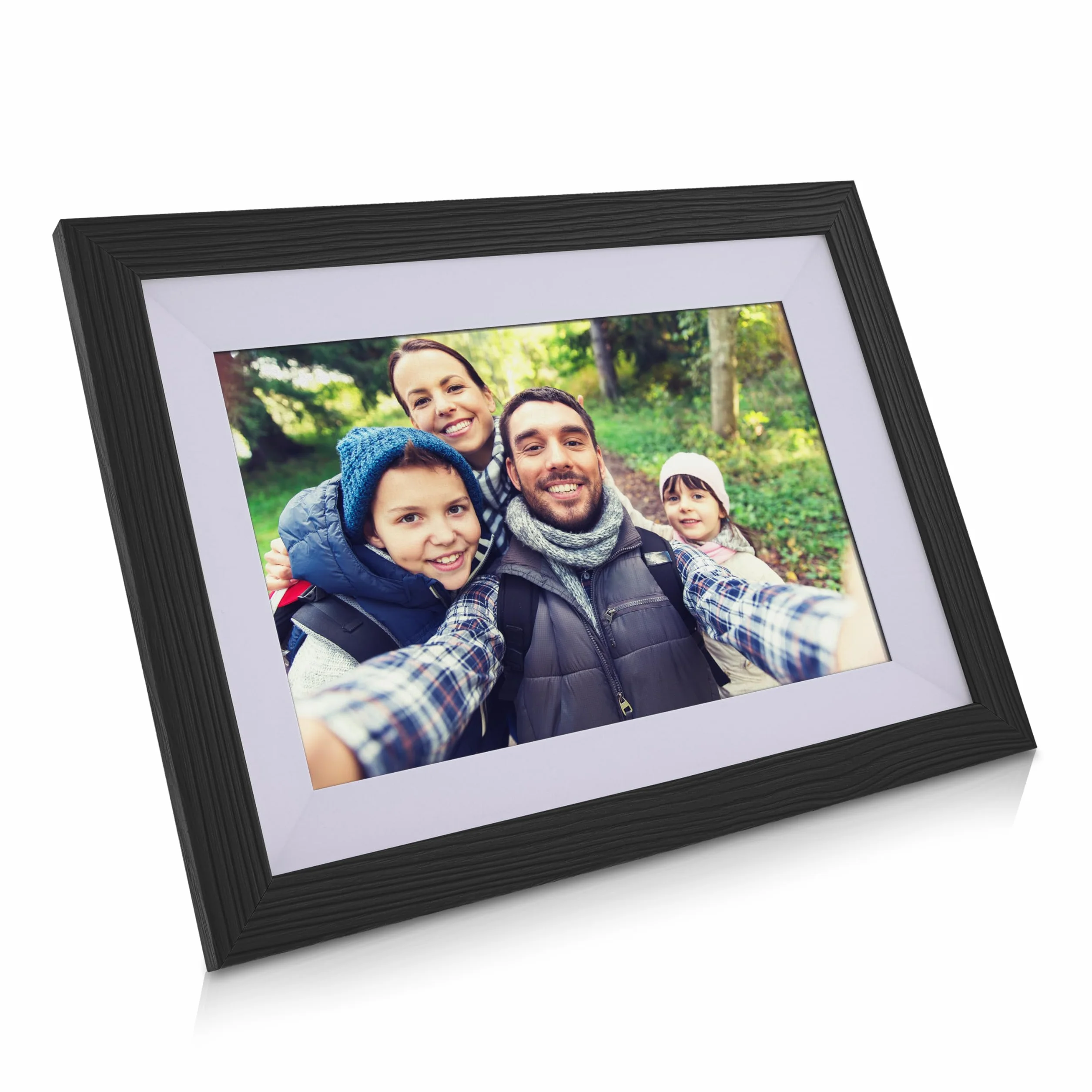 InLine Cyfrowa ramka na zdjęcia, WiFRAME 2, FRAMEO, w zestawie 3 wymienne ramki, drewno orzecha włoskiego, WiFi, 10,1 cala z funkcją dotykową, 1920 x 1200, 16 GB pamięci, dziel się swoimi chwilami