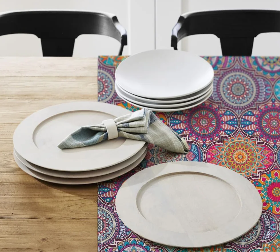 Artoid Mode Marokański obrus w stylu boho, styl vintage, mandala, obrus na stół, dekoracja do użytku w pomieszczeniach, na urlop, imprezę, 120 x 120 cm