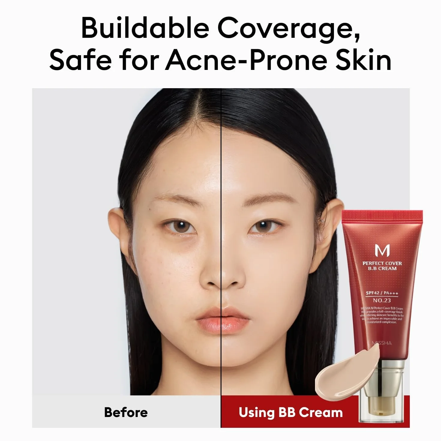 MISSHA M Perfect Cover BB Cream No.23 naturalny beż - jasny/średni z chłodnym/neutralnym odcieniem SPF 42 PA +++ 1,69 Fl Oz - barwiony krem nawilżający z SPF