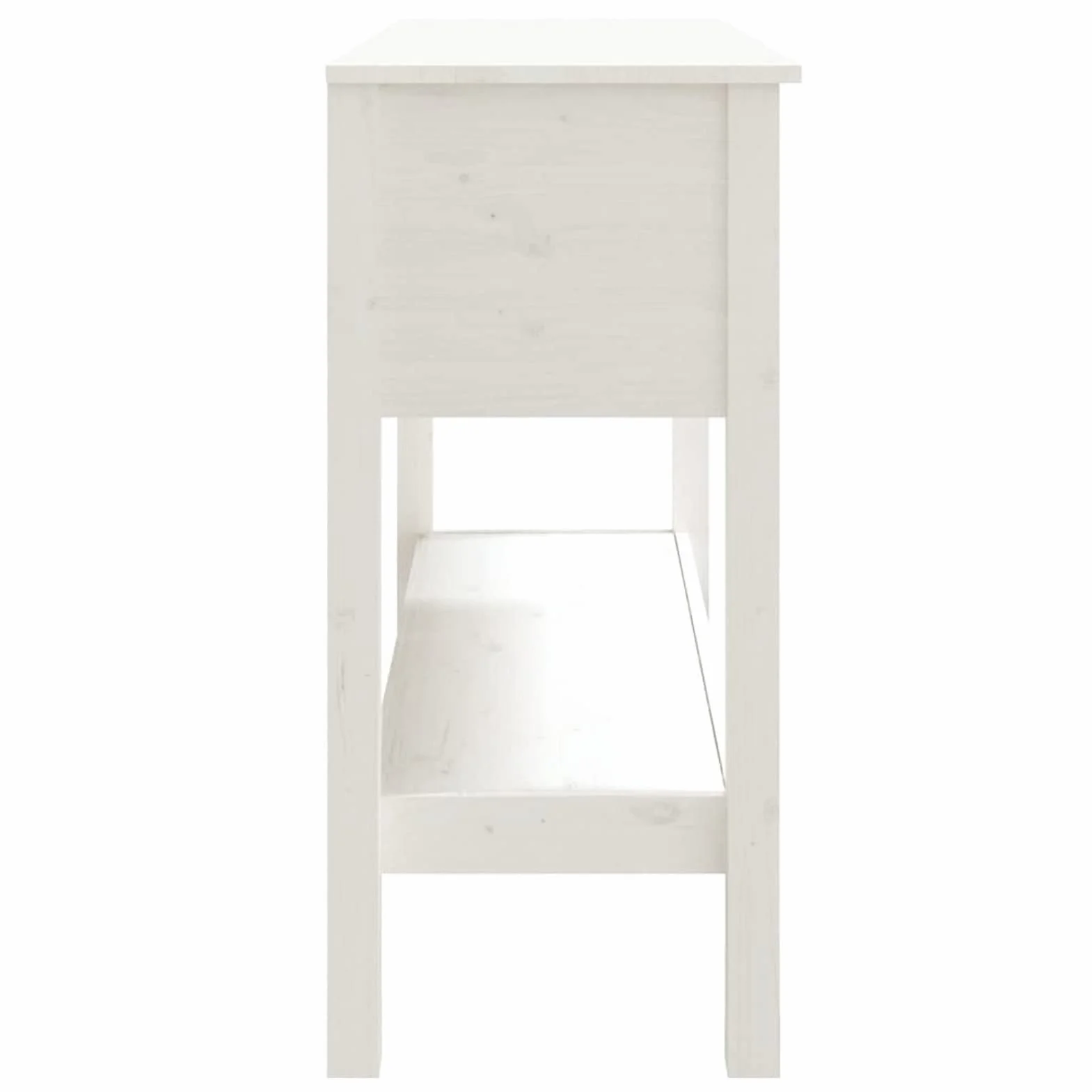 Stół konsolowy, biały, 100 x 35 x 75 cm, sosna z litego drewna, stolik konsolowy do przedpokoju, wąski stół wejściowy z szufladą i półkami do przechowywania, stolik na sofę do małych przestrzeni