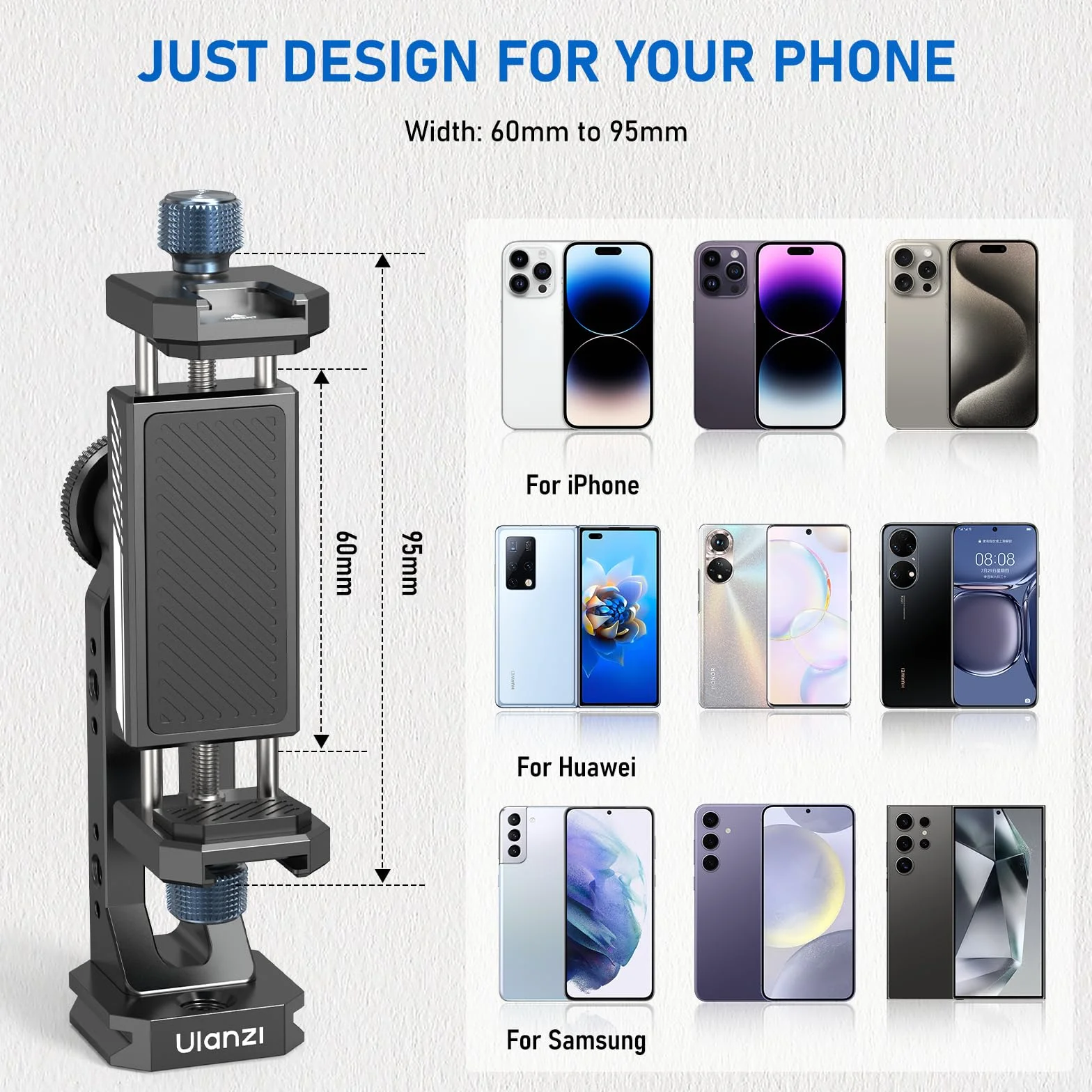 ULANZI MA53 Uchwyt na telefon komórkowy Adapter do statywu z Arca Swiss i Uka, obrót o 360°, adapter do statywu z 1/4" | 3/8" Otwór na smartfony Nagrywanie wideo na żywo