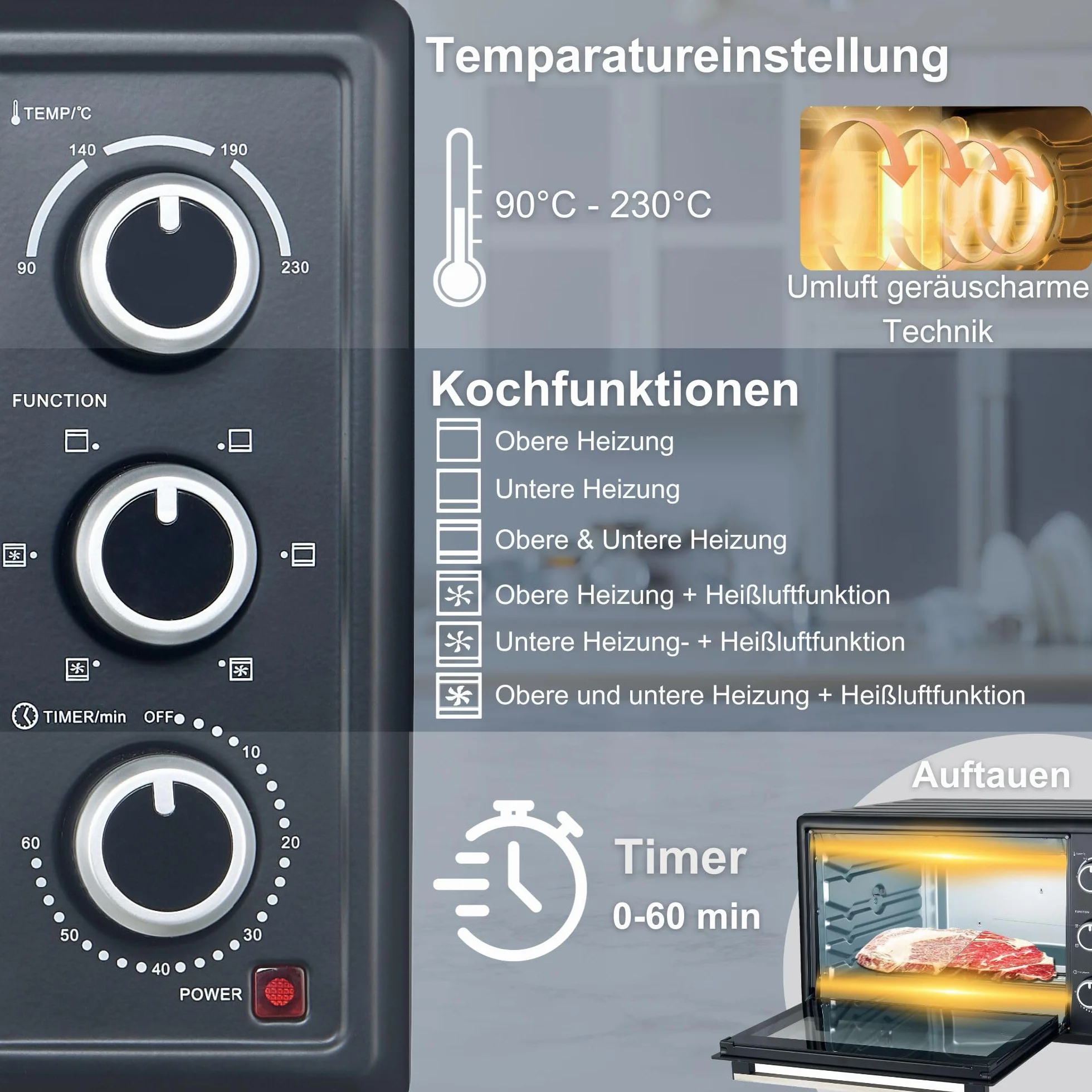 OptimumX mini piekarnik 20 l z termoobiegiem 1380 W czarny