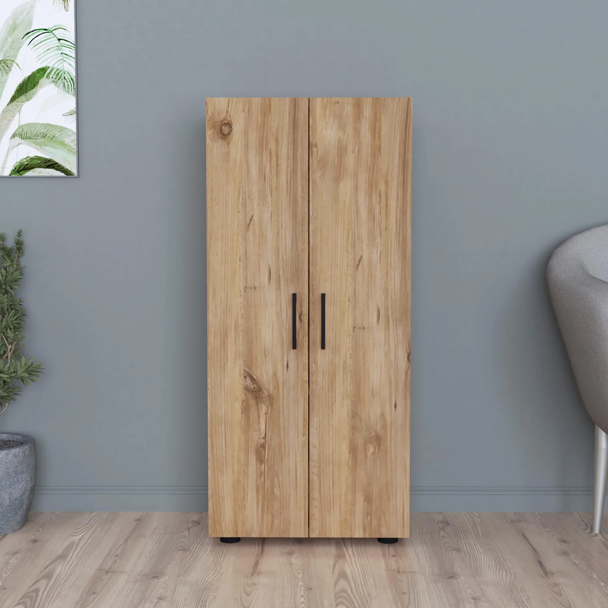 [en.casa] Åsnes szafka pomocnicza, komoda do salonu z 2 drzwiami i 3 półkami, szafka na dokumenty, szafka biurowa, szafka wielofunkcyjna, 108 x 49 x 32 cm, dąb