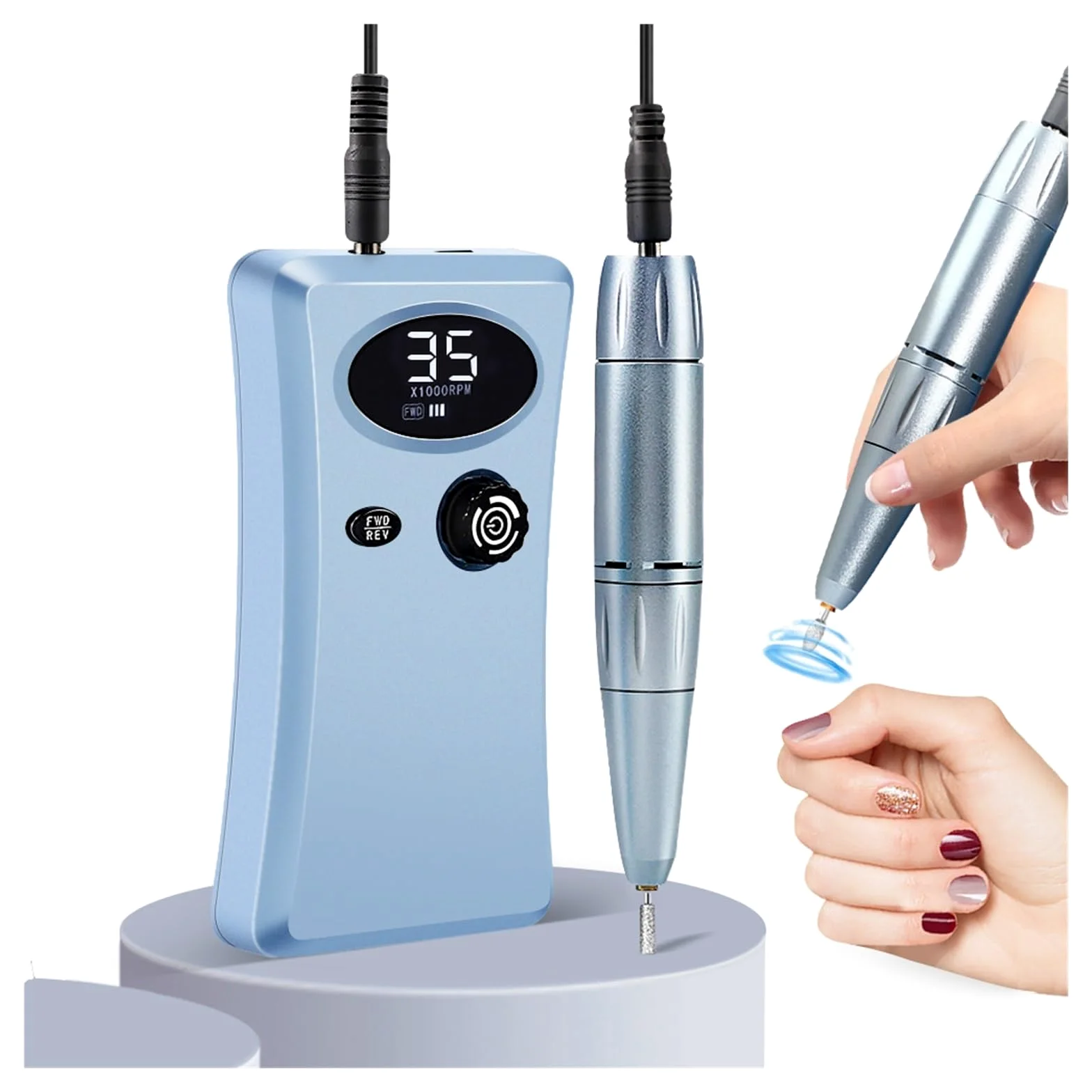 Obcinacz do paznokci, 35000 RPM wiertarka do paznokci, Manicure elektryczna wiertarka do paznokci z diodą LED, akumulator Salon żel do paznokci szlifierka, profesjonalne narzędzie(Oranje)