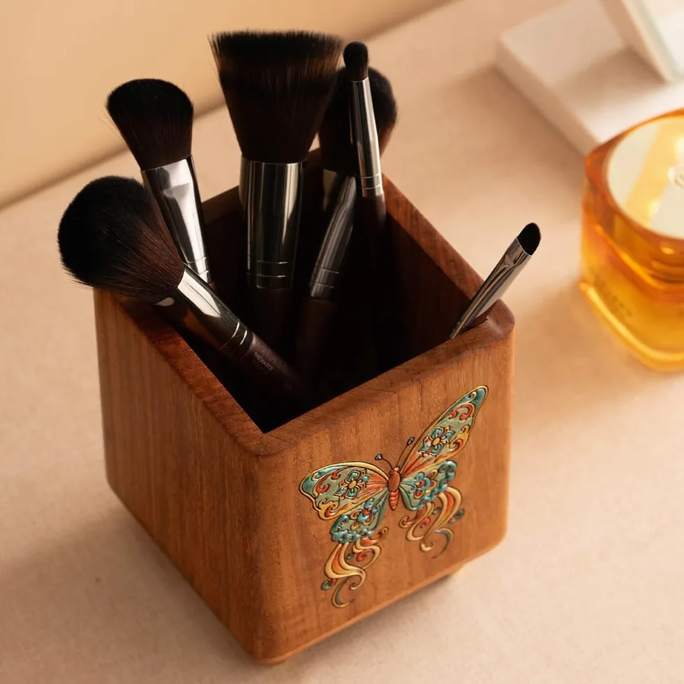 Organizer na pędzle do makijażu, uchwyty na szczoteczki do zębów, pojemnik na ołówki na biurko, wielofunkcyjny kubek na pędzle do makijażu w stylu vintage
