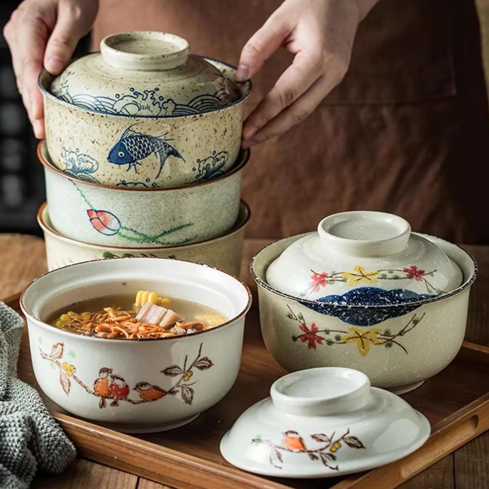 Japońska miska Ramen ceramiczna 800 ml vintage na zupę Pho