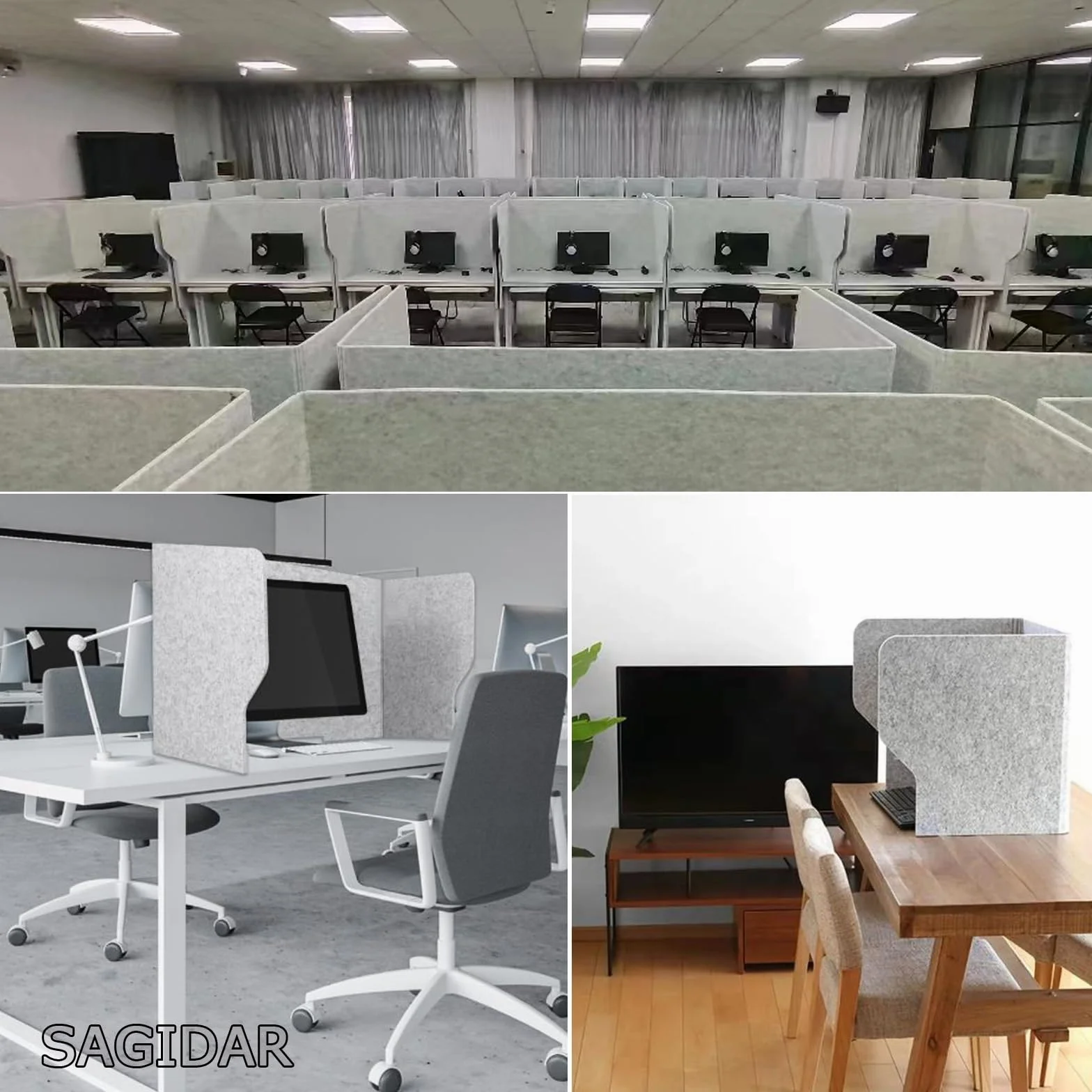 SAGIDAR 3-panelowa przegroda wolnostojąca 60/80/100 cm osłona działowa na biurko składany panel prywatności pochłaniająca dźwięk