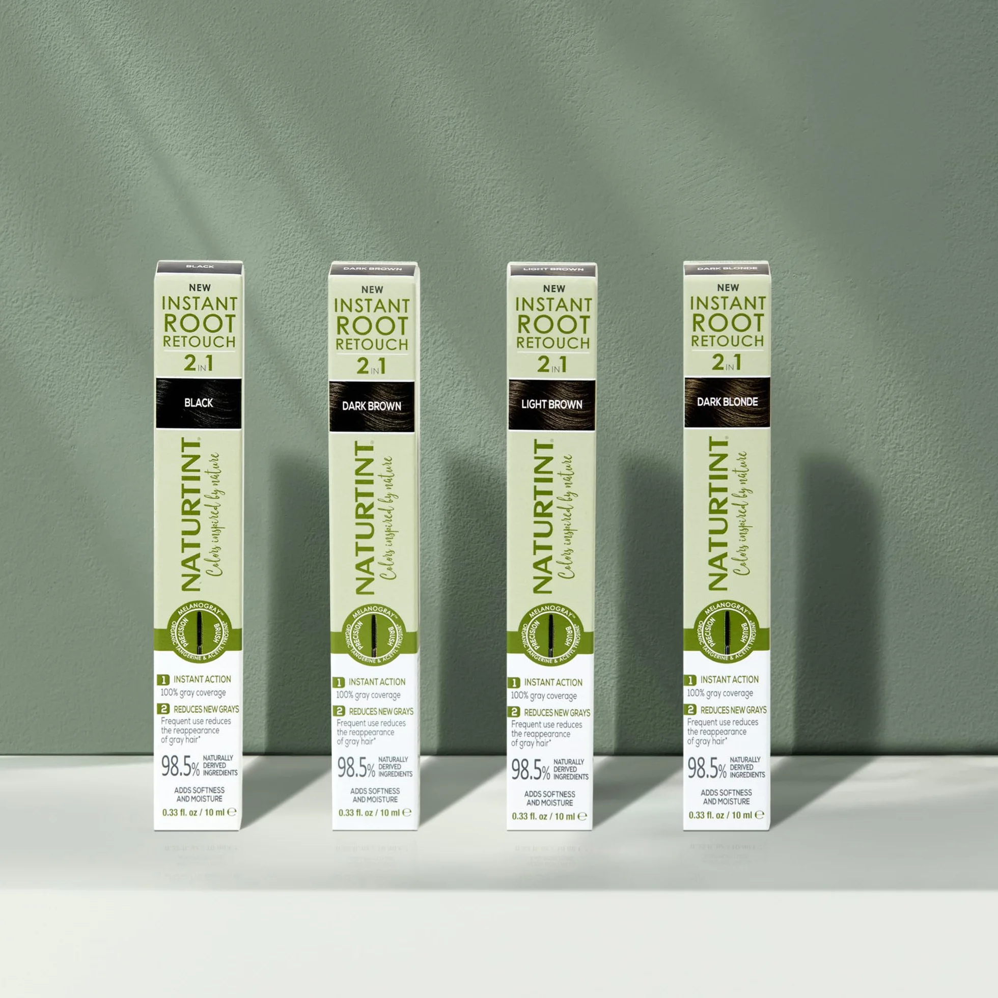 Naturtint Instant Root Retouch | tymczasowy środek do korekcji włosów siwych do korzeni i brwi | praktyczny i wygodny dzięki pędzelkowi | 98,5% naturalnych składników | ciemnobrązowy | 10 ml