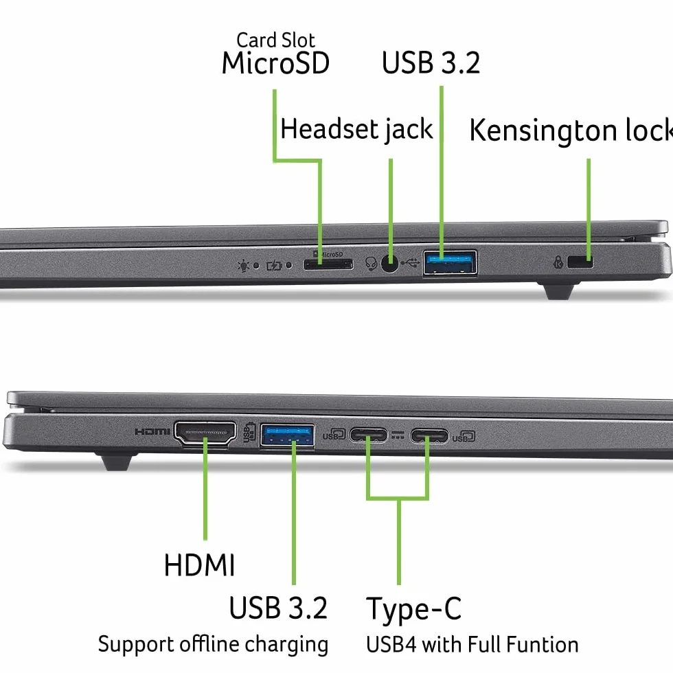 Acer Aspire 16 AI (A16-11M-X1CW) AI laptop, Copilot+ PC, wyświetlacz 16" WUXGA IPS 120 Hz, Qualcomm Snapdragon X X1-26-100, 16 GB RAM, 512 GB SSD, Qualcomm Adreno GPU, Windows 11, układ QWERTZ
