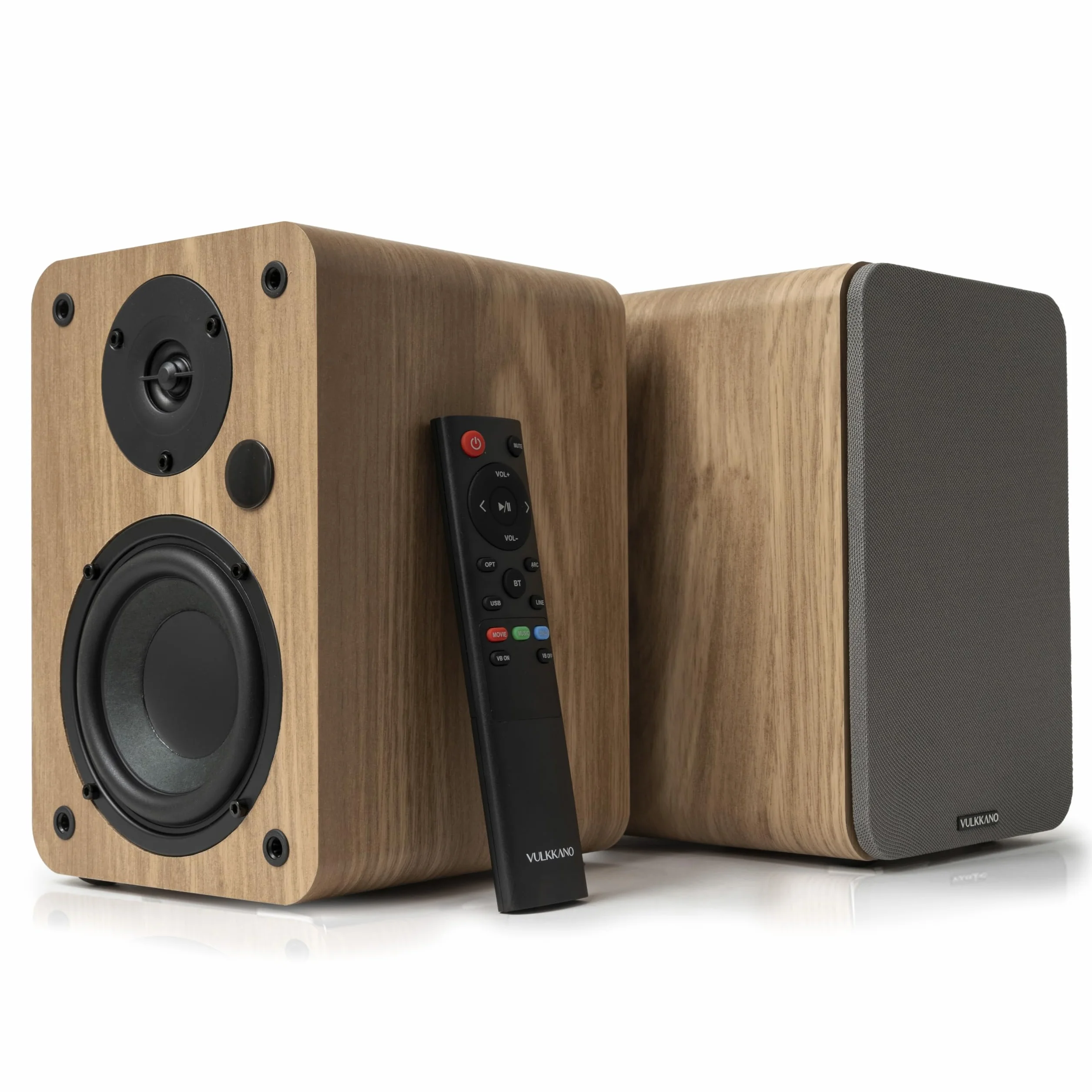 VULKKANO A4 Aktywne Głośniki Gółkowe z głośnikiem niskotonowym 4", Bluetooth 5.0, Optica, RCA, USB, Coaxial, Głośniki do komputerowe, brązowe