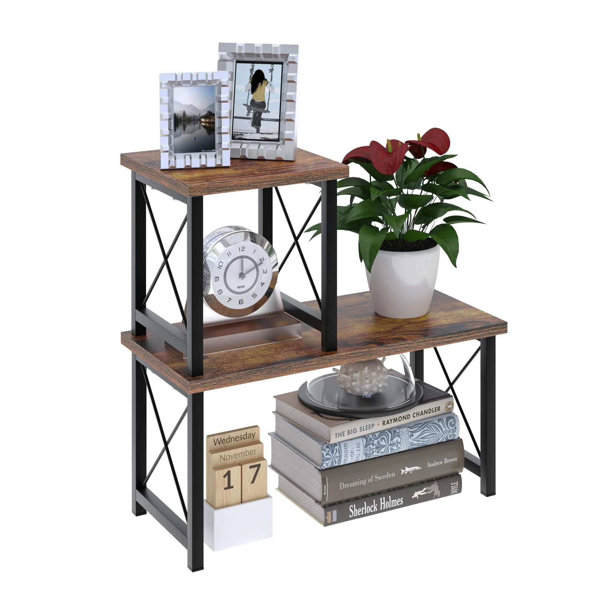 Półka na biurko organizer do przechowywania kuchni 40x40x19 cm drewno metal