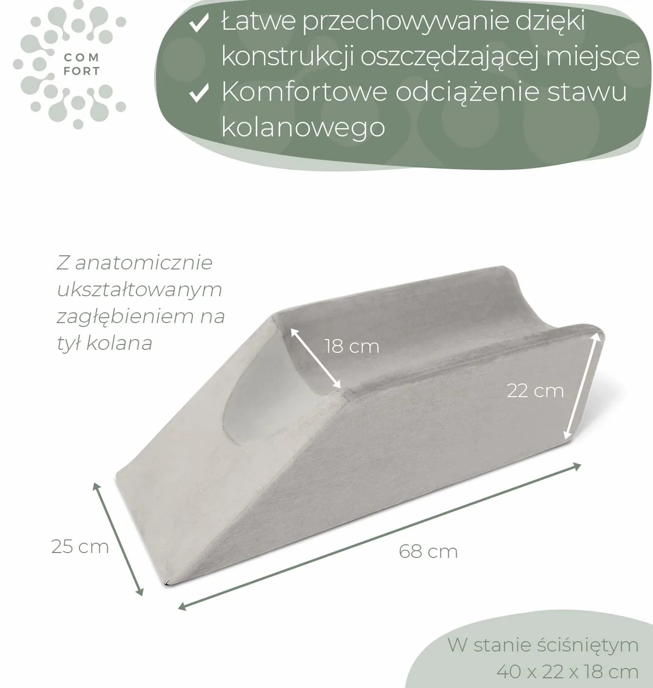 WELL B4 Ergonomiczna poduszka na żyły do unoszenia nóg klinowa