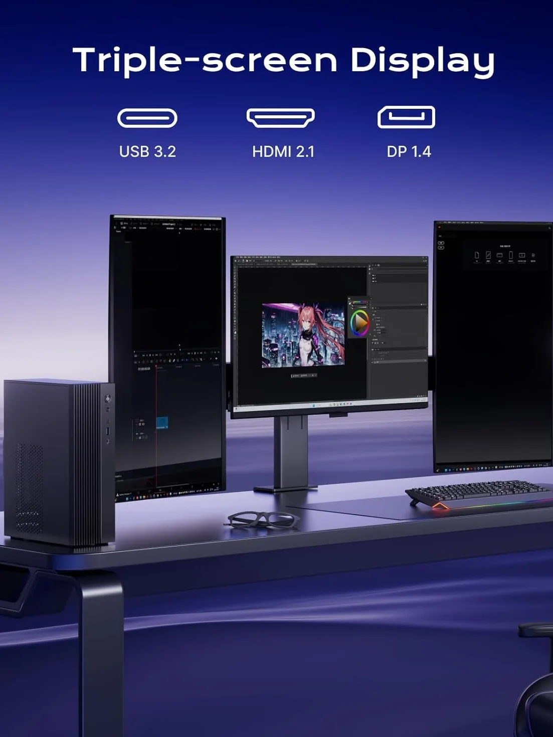 MINISFORUM 795S7 Mini ITX PC AMD Ryzen 9 7945HX (16C/32T, do 5,4 GHz), HDMI2.1/DP1.4/USB C, USB A x 5, USB C x 2, PCIe 5.0 x16,400 W (bez RAM/SSD/Dedykowana grafika)