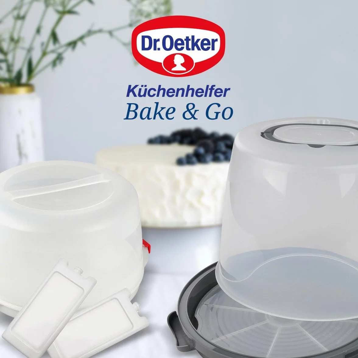 Dr. Oetker Pudełko transportowe na ciasto, bardzo wysokie – okrągłe pudełko transportowe z półką – miejsce na ciasta i torty o wysokości 20 cm