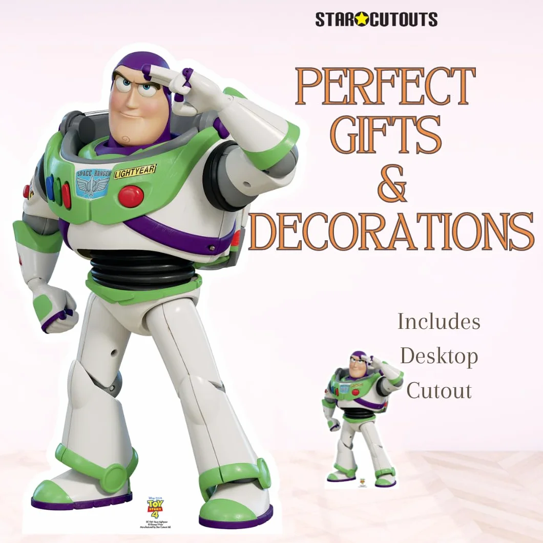 Toy Story 4 Lifesize Cardboard Cutout Buzz Astral Saluting z darmowym kartonem stacjonarnym Standee 129 cm wysokości