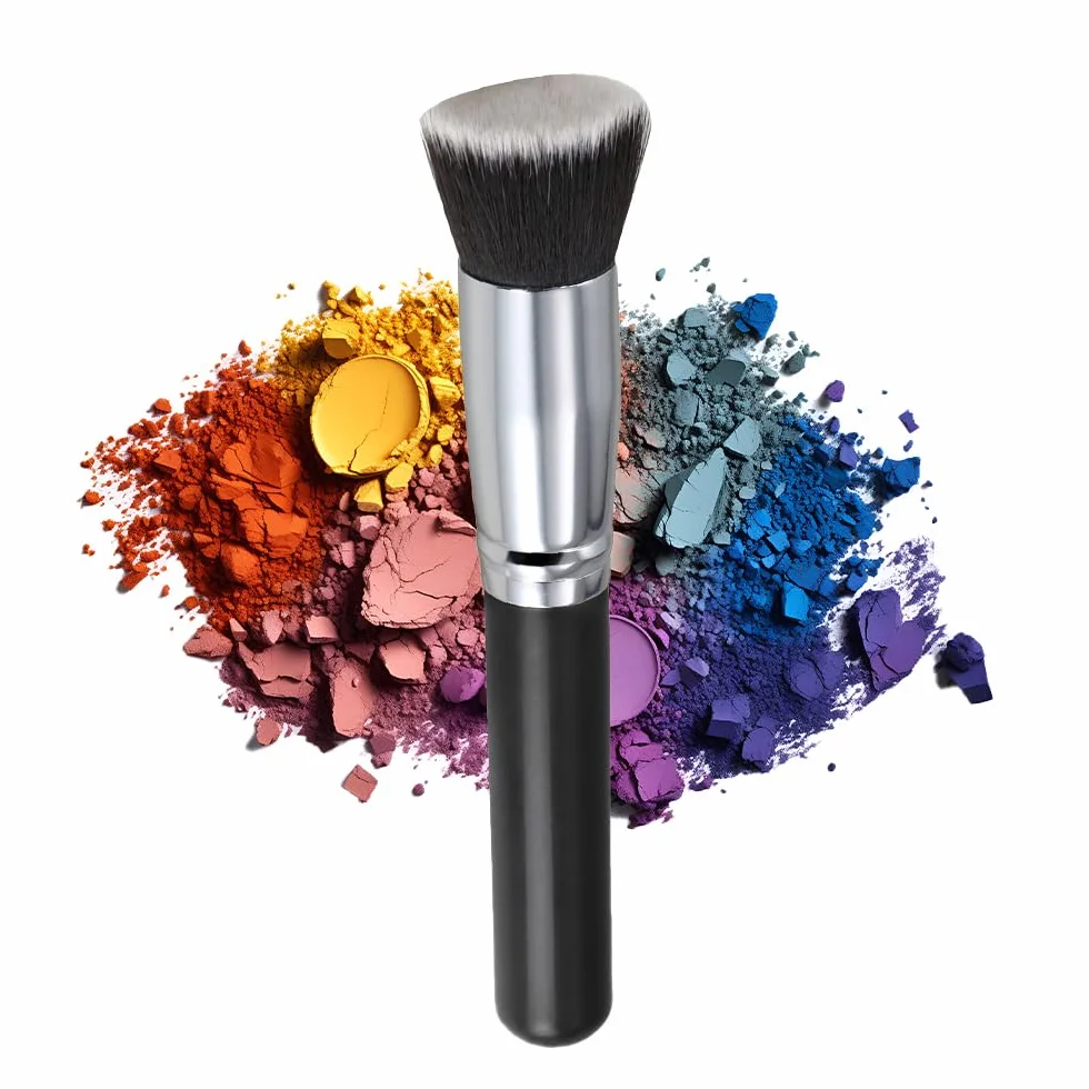 TRIXES Pędzel do podkładu – płaski pędzel Kabuki Brush Blender – kompletne zastosowanie do korektora, pudru, kremu i płynnego makijażu – gęste, premium syntetyczne włókna do polerowania i nakładania