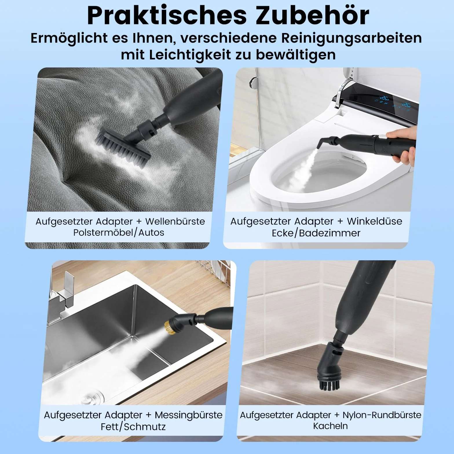 COSTWAY odkurzacz parowy 1500W 3 bar ręczny 10 akcesoriów Biały