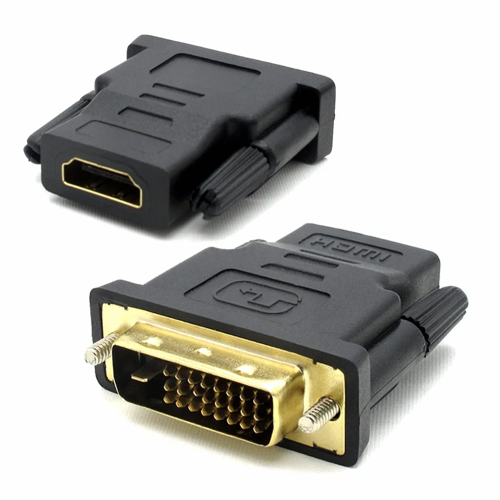 Adapter DVI na HDMI, DVI-D 24+1 wtyczka na gniazdo HDMI, adapter DVI HDMI do PC karty graficznej monitora, projektora, projektora, Plug & Play, czarny