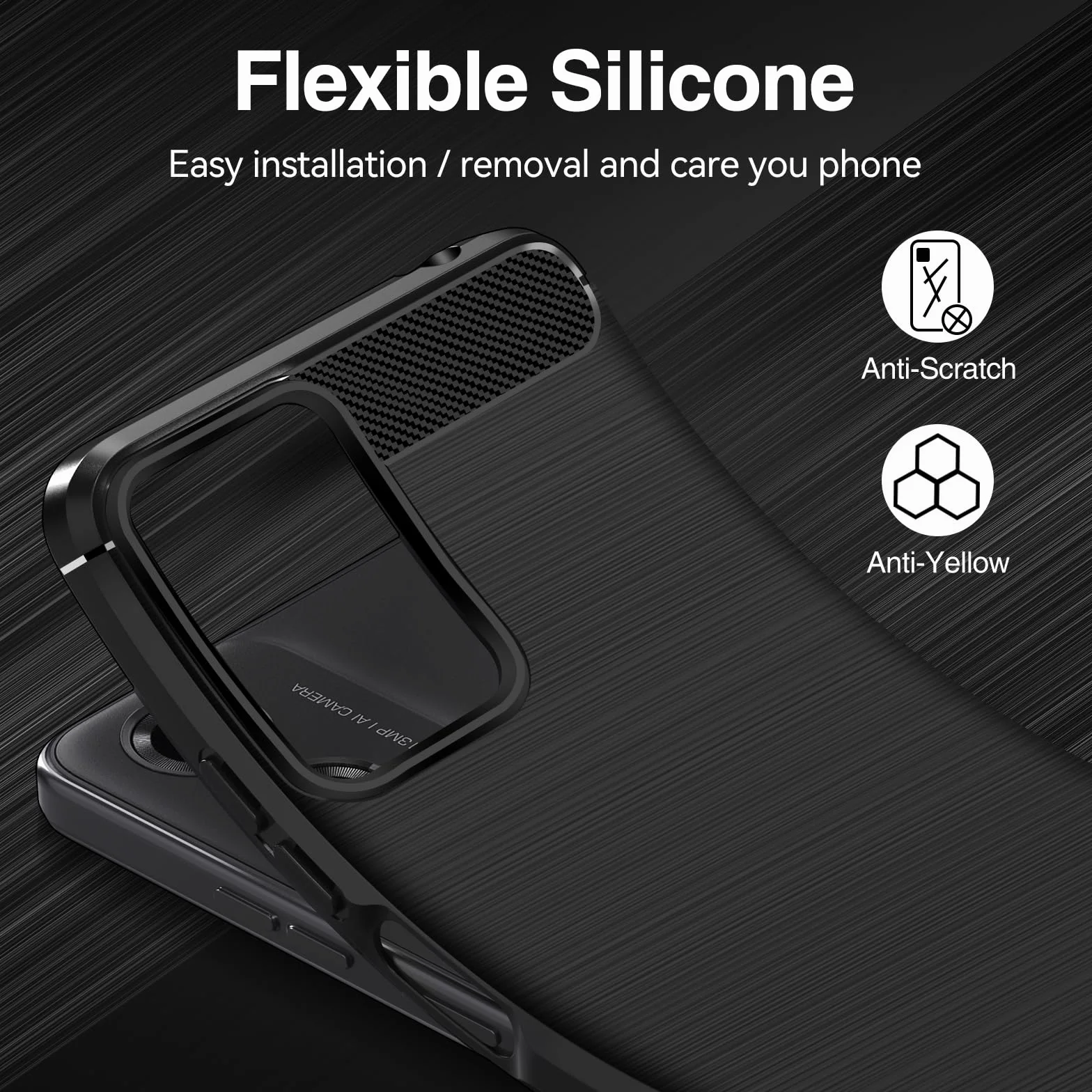 iVoler Etui do Motorola Moto E14/G04/G04S/G24/G24 Power z 2 szt. szkła hartowanego, [Odporny na wstrząsy klasy wojskowej] Ochronna obudowa, cienka miękka silikonowa TPU Anti-scratch Case, czarna