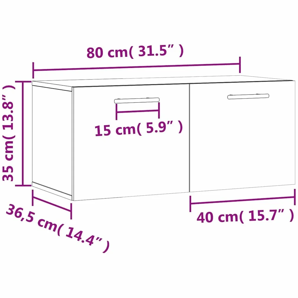 vidaXL Szafka wisząca przydymiony dąb 80x36,5x35 cm