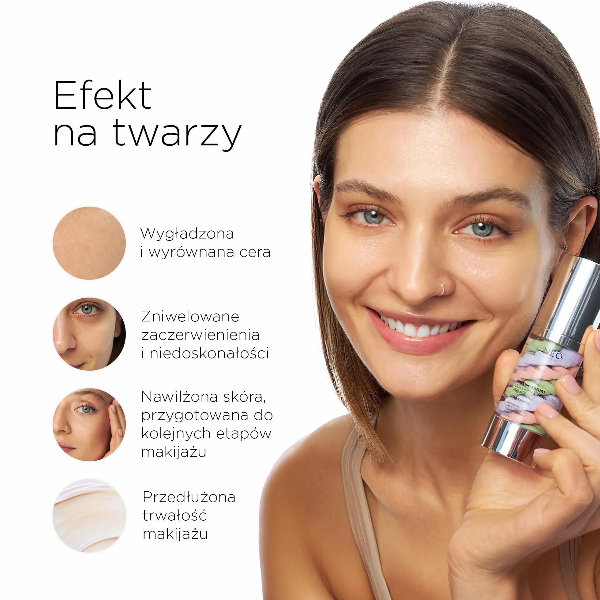 NÉO MAKE UP Baza pod makijaż wyrównująca koloryt skóry - Intense Serum COLOUR CORRECTING - Koryguje Niedoskonałości - Neutralizuje Zaczerwienienia - 30 ml