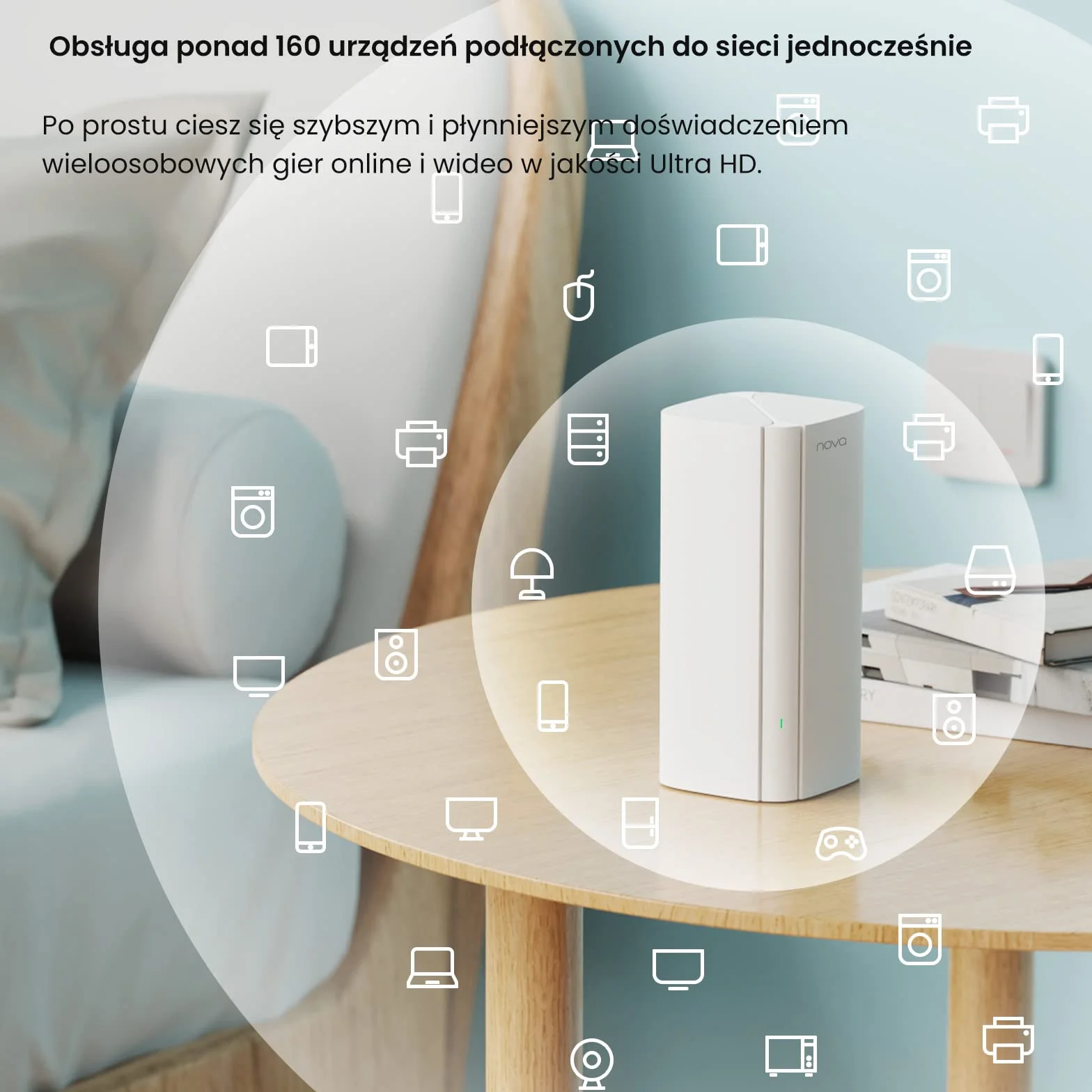 Tenda Nova MX12 Mesh WLAN System – AX3000 Wi-Fi 6 Dualband Mesh Set – zalecany do domów z 1-2 sypialniami – 6 x port Gigabit – zastępuje router i repeater – sterowanie za pomocą aplikacji – WPA3, 2