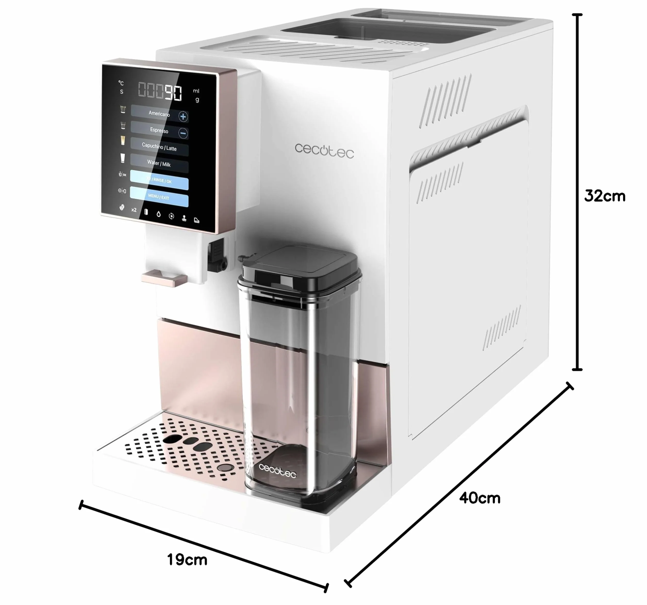 Cecotec Cremaet Compactccino White Rose superautomatyczny ekspres do kawy 1350 W 19 barów 1,1 L