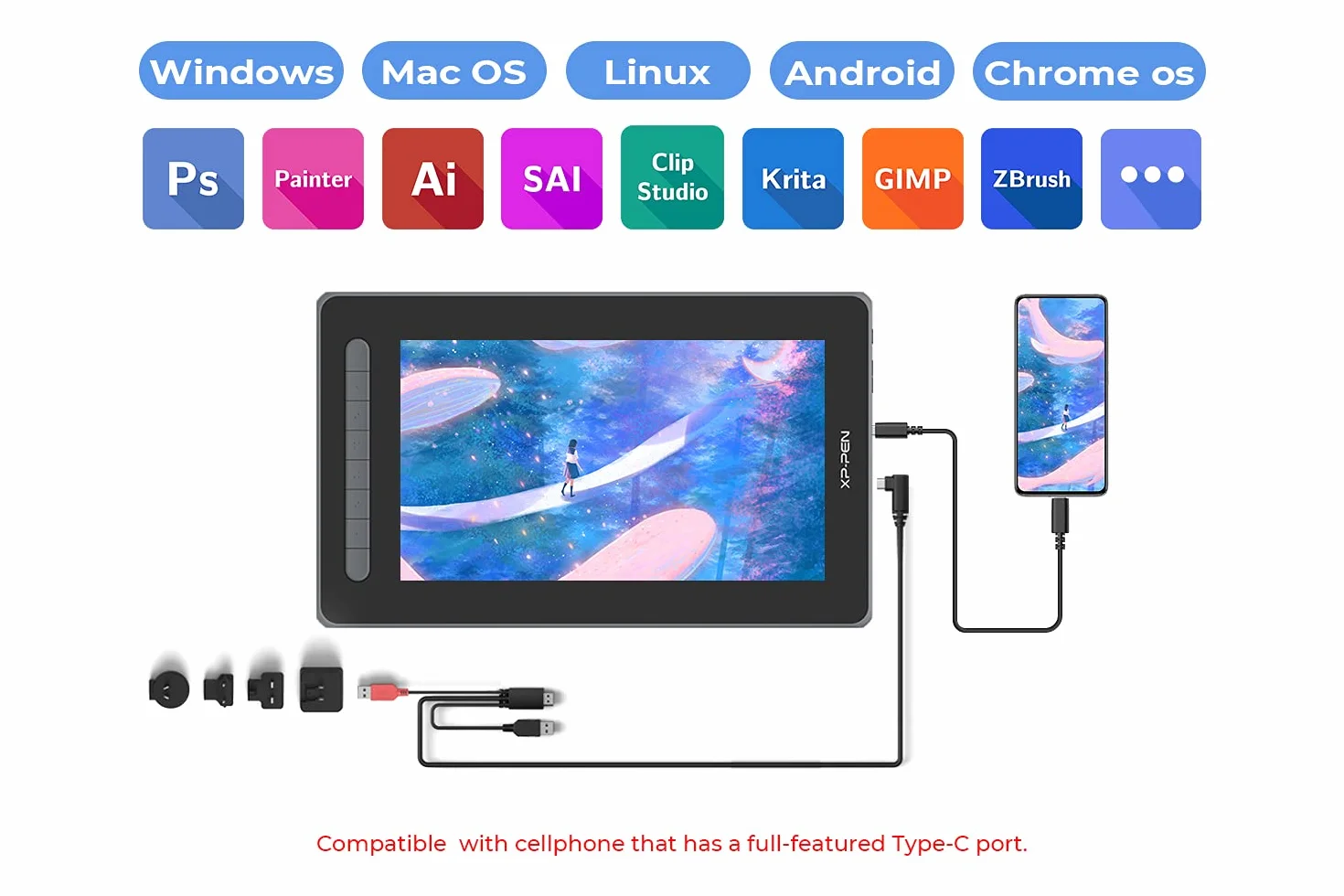 XP-PEN Artist 12 2. generacji tablet graficzny 11,9 cala wyświetlacz w pełni laminowany, X3 Smart-Chip bezakumulatorowy rysik do edycji obrazu/ilustracji (czarny)